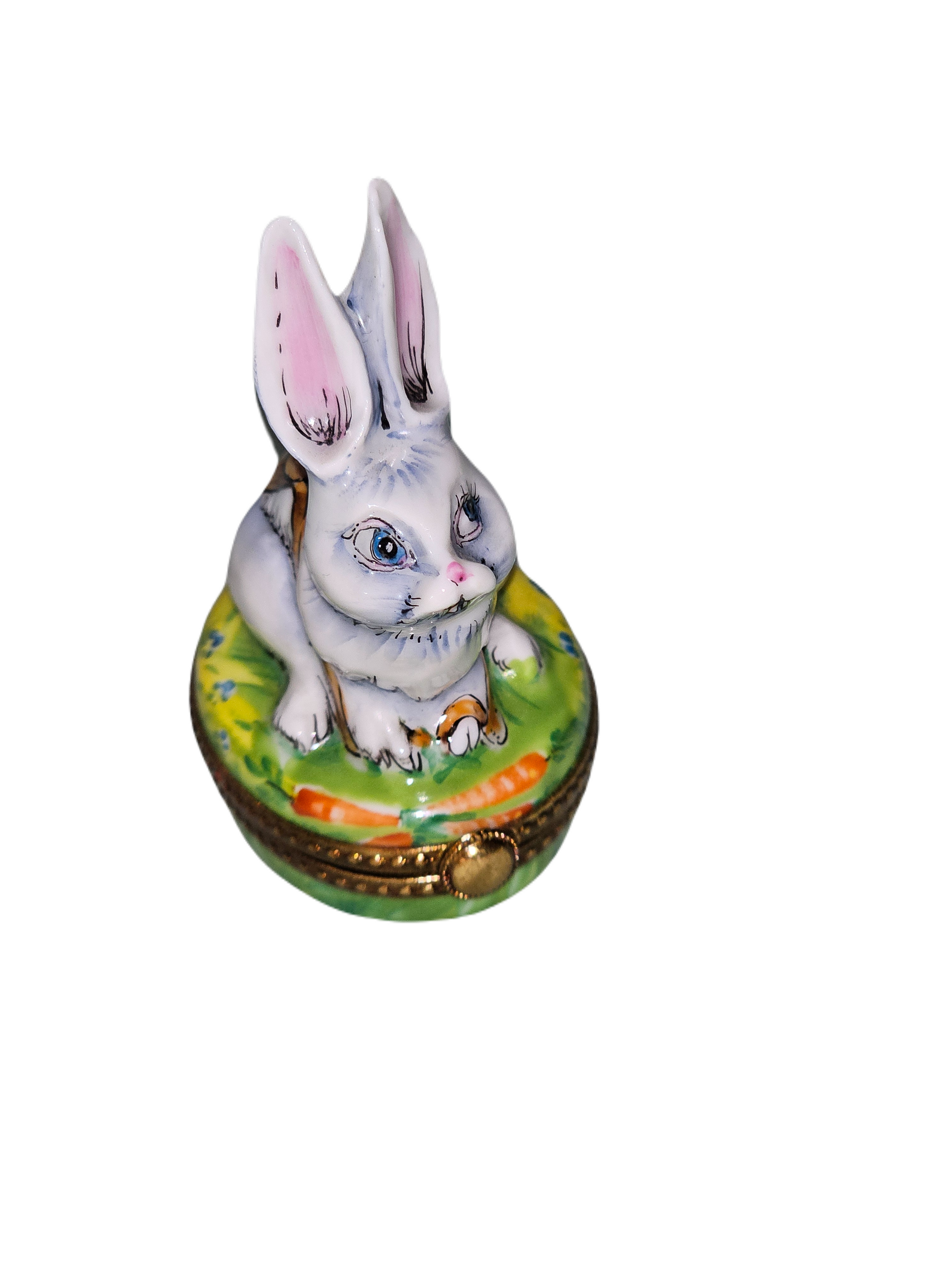 Charming White Rabbit Keepsake Porcelain Limoges rabbit Easter French Trinket Box