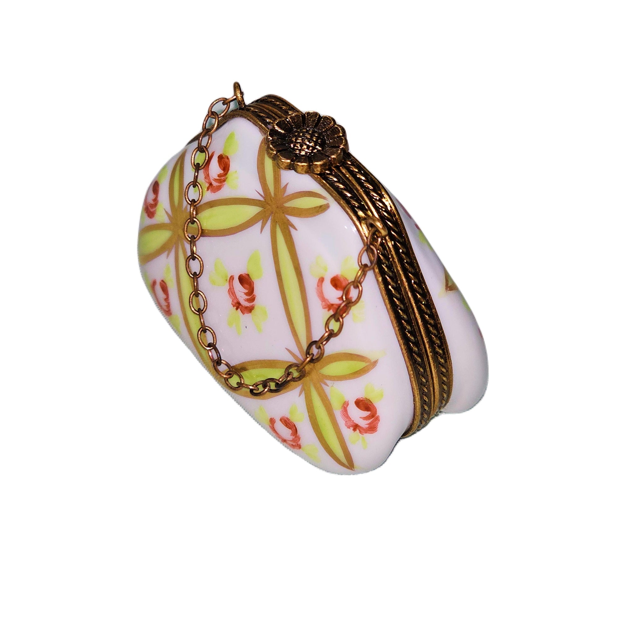 Floral Elegance Criss Cross Purse Porcelain Limoges Purse bag French Trinket Box