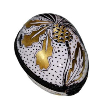 Exquisite Gold Black Egg Box Porcelain Limoges Egg French Trinket Box