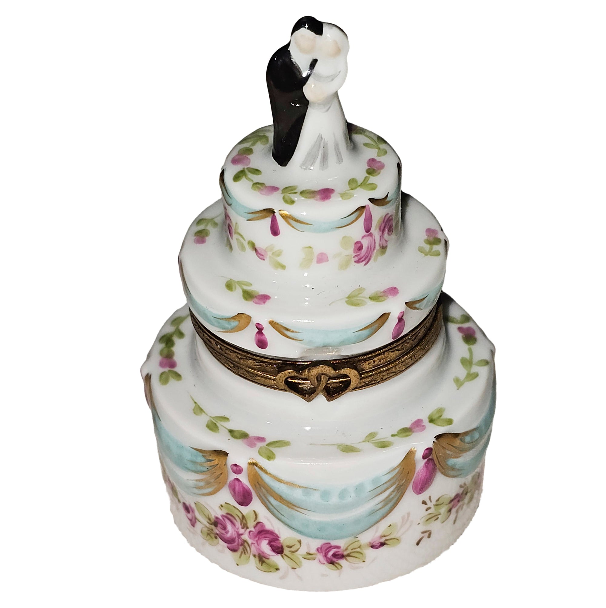 White Wedding Cake Keepsake Porcelain Limoges wedding French Trinket Box