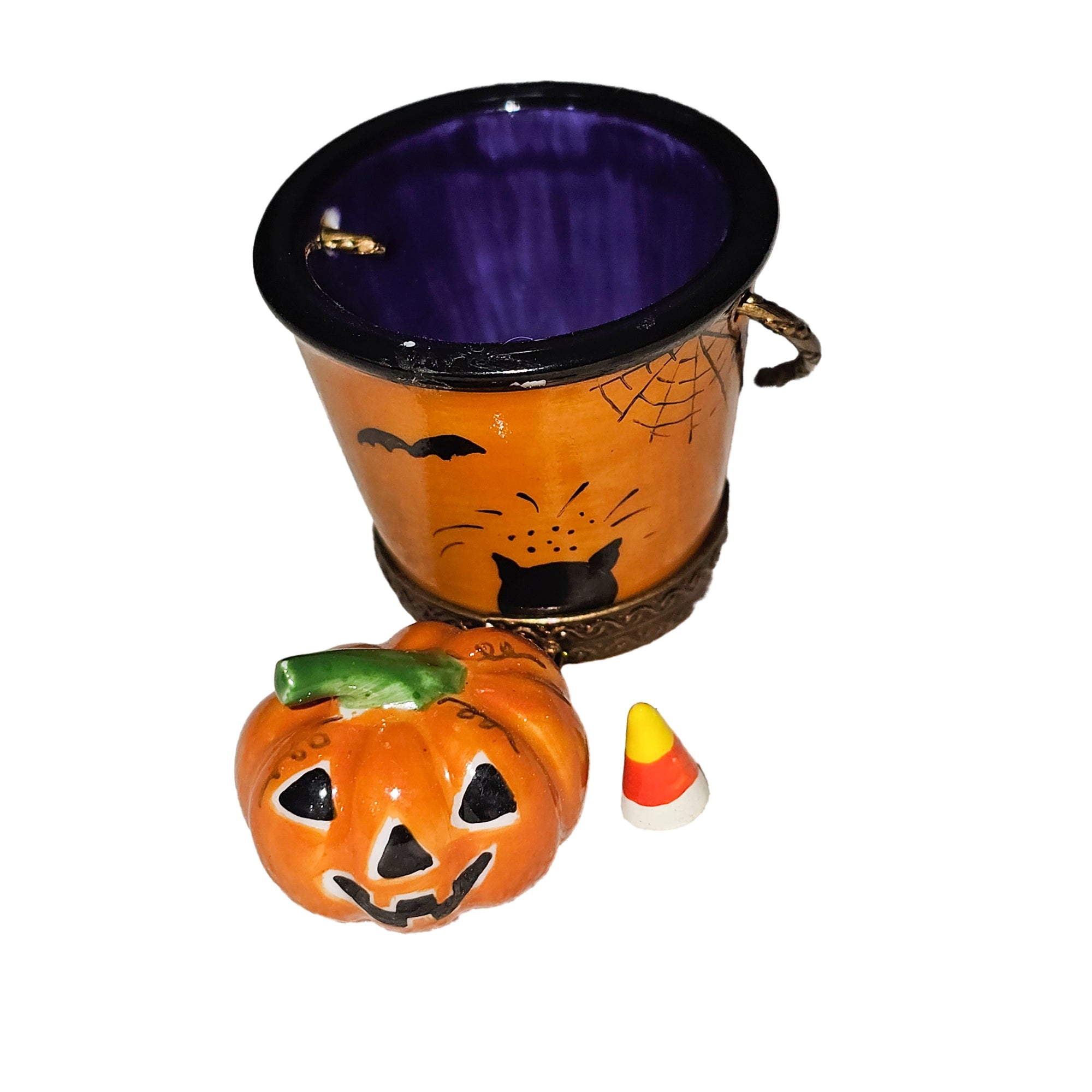 Halloween Pumpkin Treat Bucket Porcelain Limoges halloween French Trinket Box