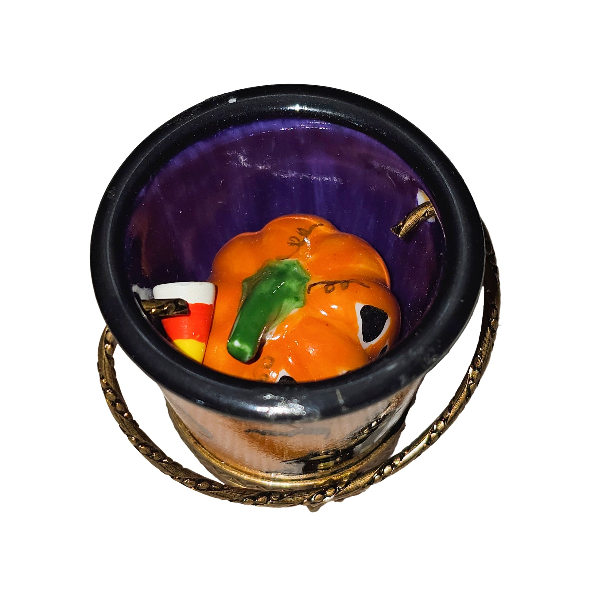 Halloween Pumpkin Treat Bucket Porcelain Limoges halloween French Trinket Box