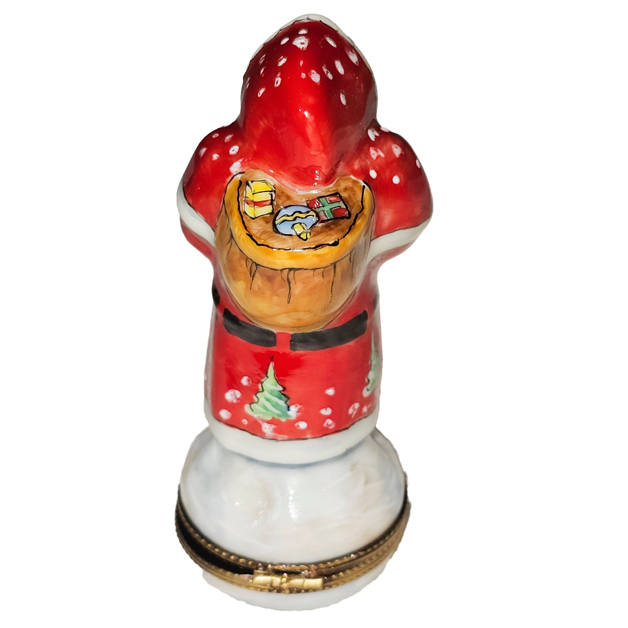 Santa With Teddy Charm Porcelain Limoges santa claus French Trinket Box