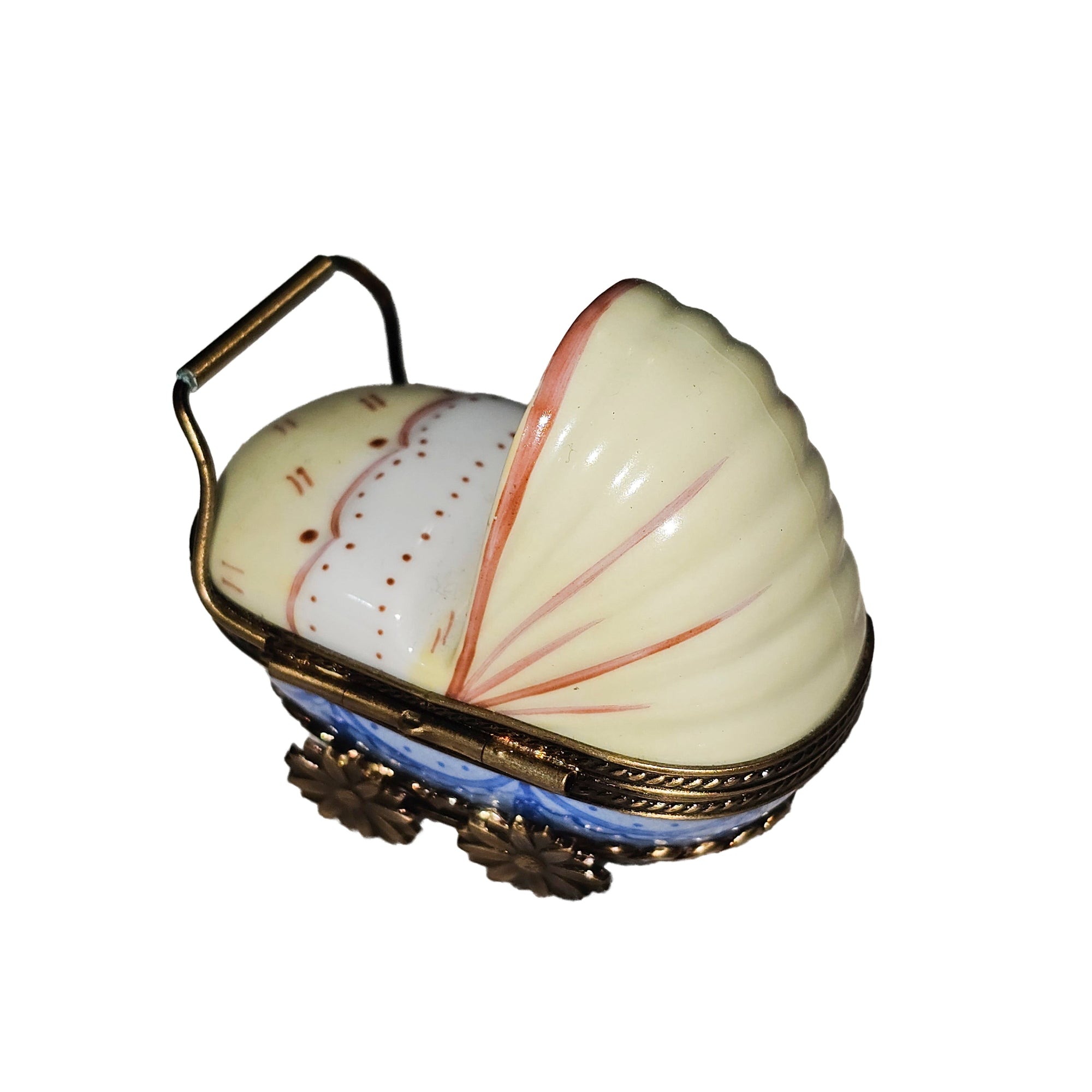 Blue Stroller Limoges Box Porcelain Limoges baby French Trinket Box