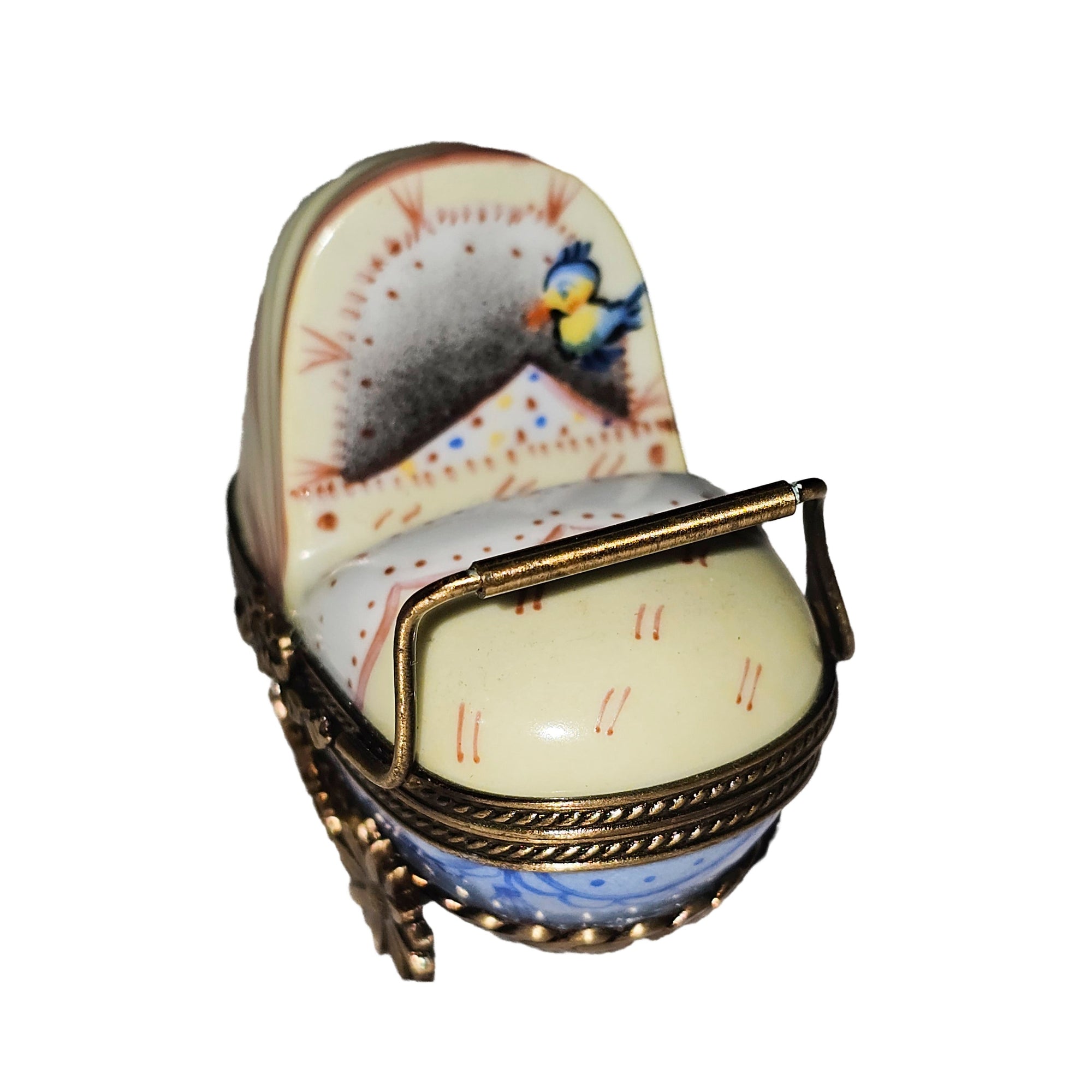 Blue Stroller Limoges Box Porcelain Limoges baby French Trinket Box