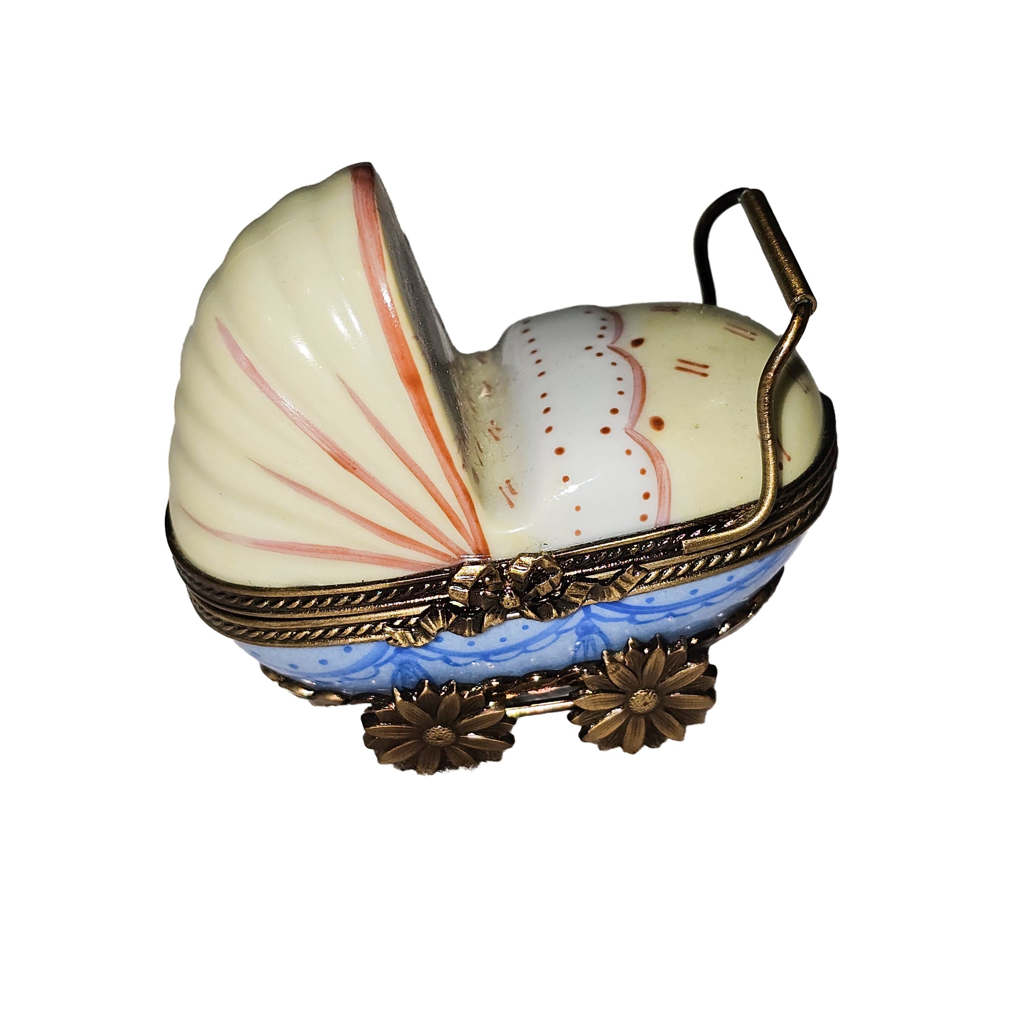 Blue Stroller Limoges Box Porcelain Limoges baby French Trinket Box