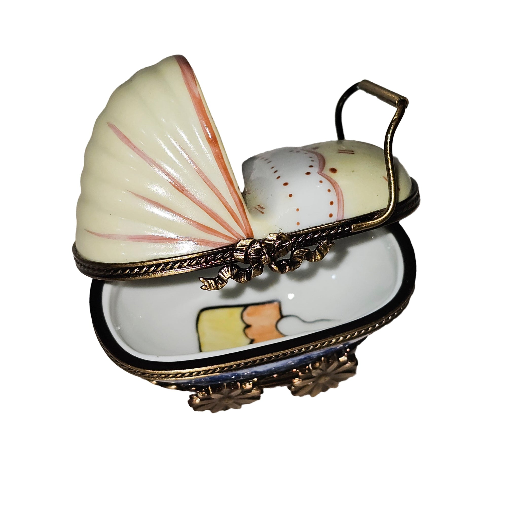 Blue Stroller Limoges Box Porcelain Limoges baby French Trinket Box