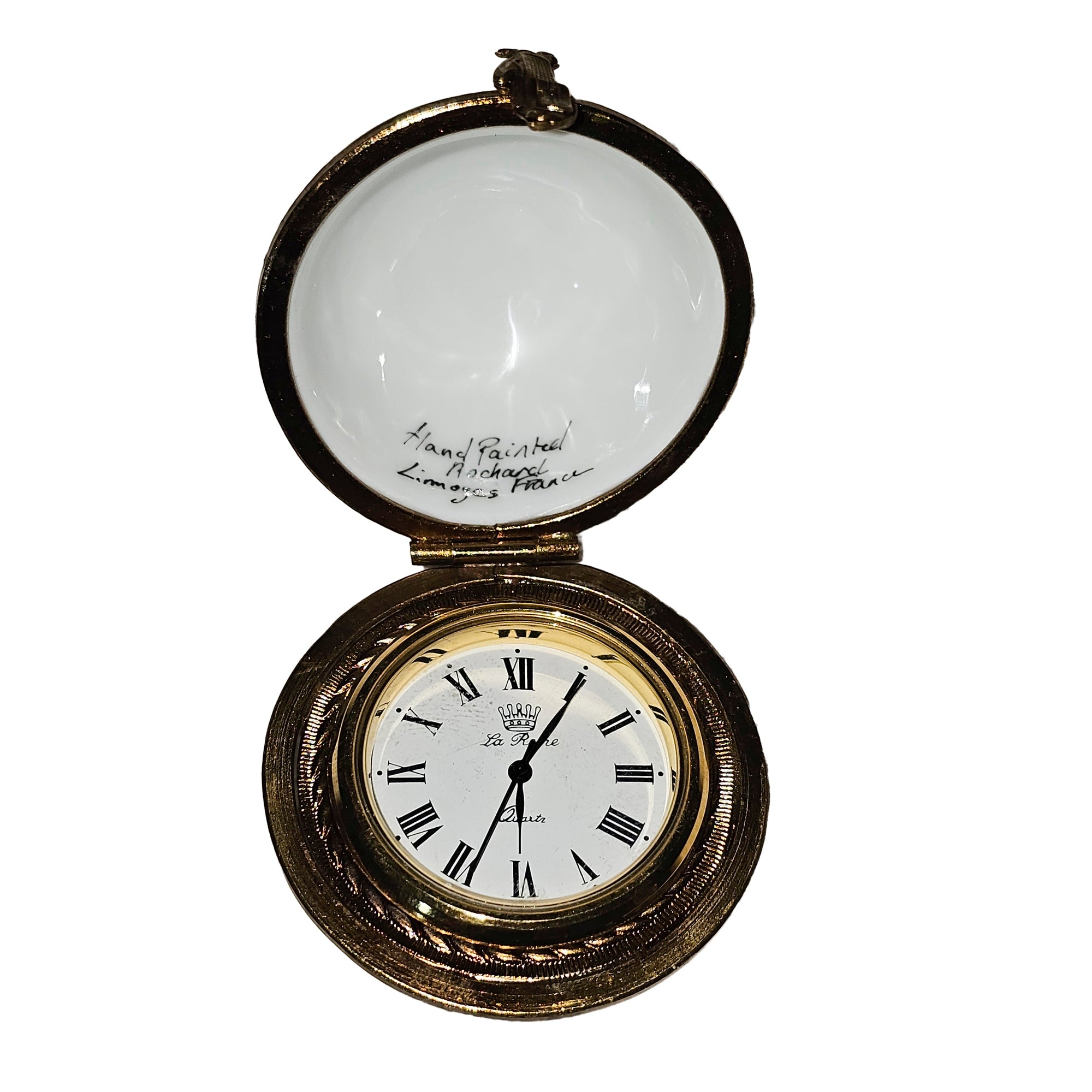 Golf Ball Clock Treasure Porcelain Limoges sports French Trinket Box