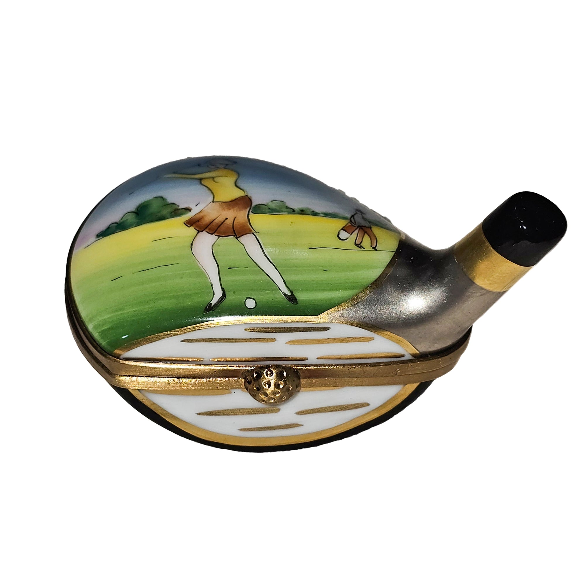 Golfing Glamour Limoges Box Porcelain Limoges Sports French Trinket Box