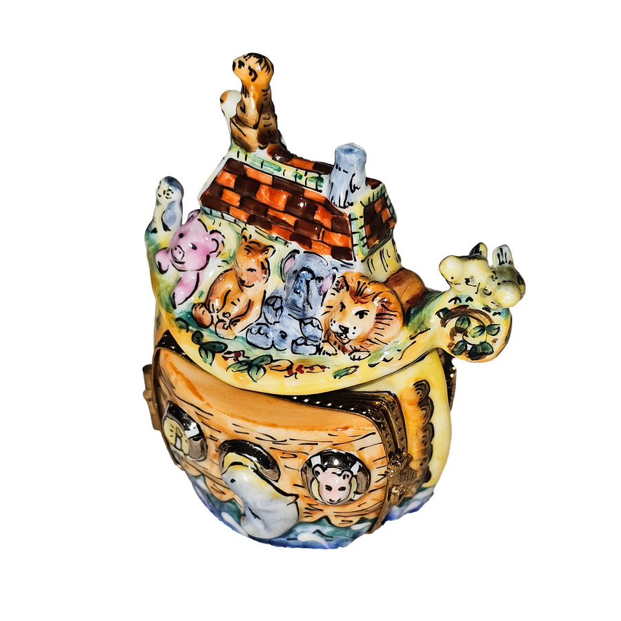 Noah's Ark Enchanting Treasure Box Porcelain Limoges christian religious French Trinket Box