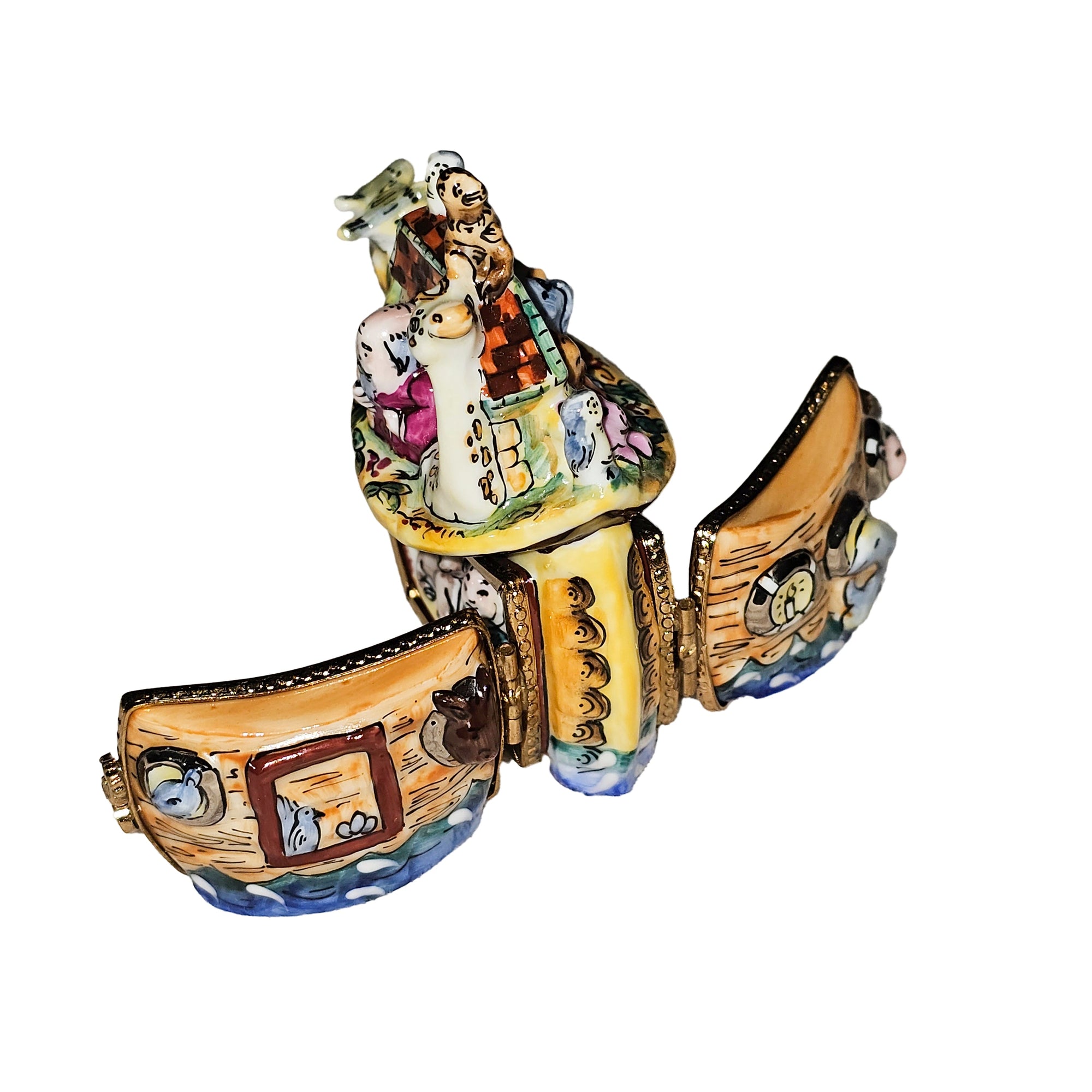 Noah's Ark Enchanting Treasure Box Porcelain Limoges christian religious French Trinket Box