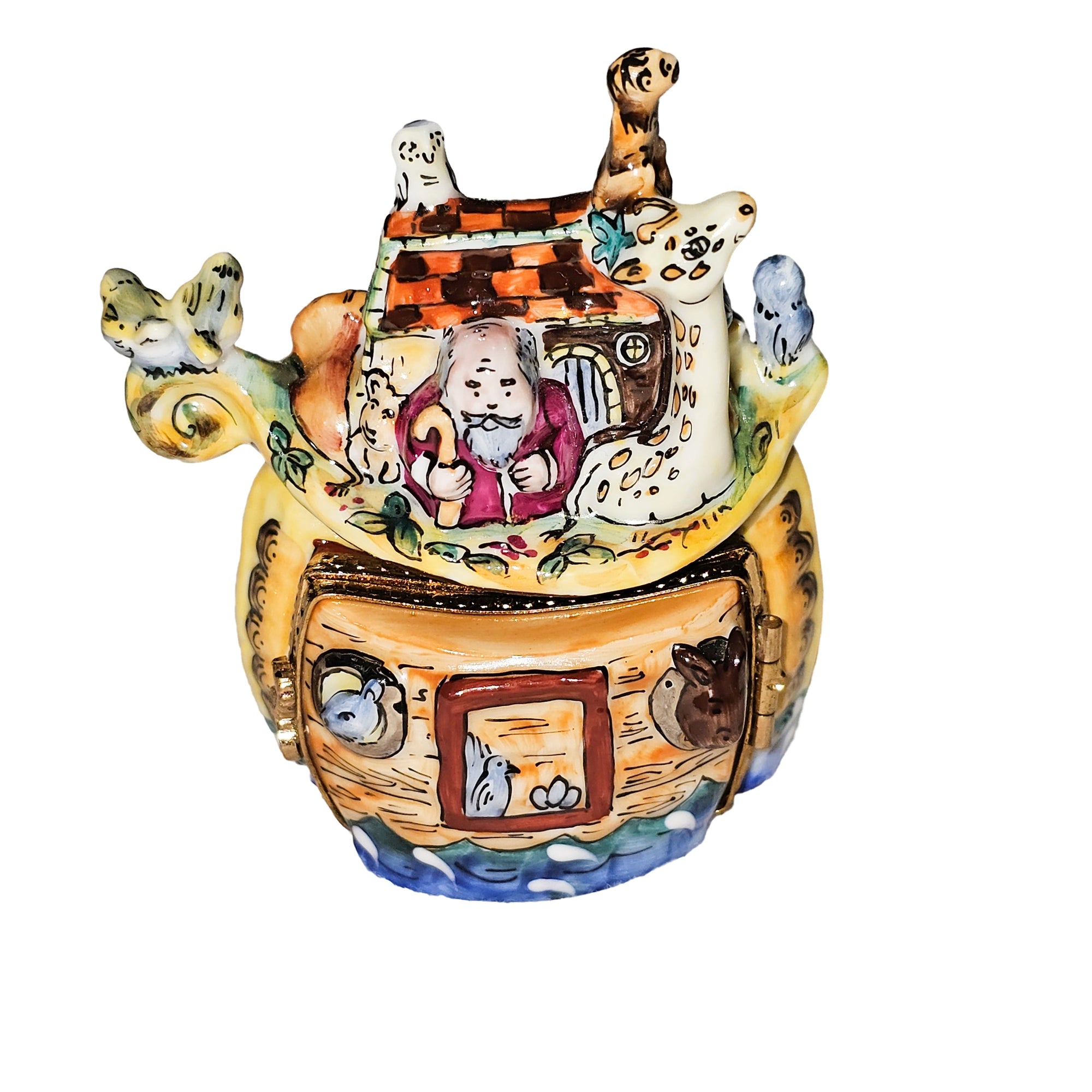 Noah's Ark Enchanting Treasure Box Porcelain Limoges christian religious French Trinket Box