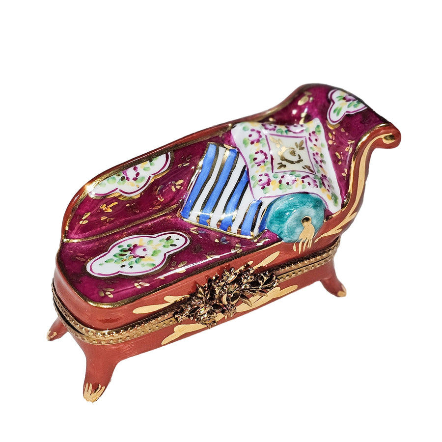 Elegant Limoges Fainting Couch Porcelain Limoges Furniture French Trinket Box