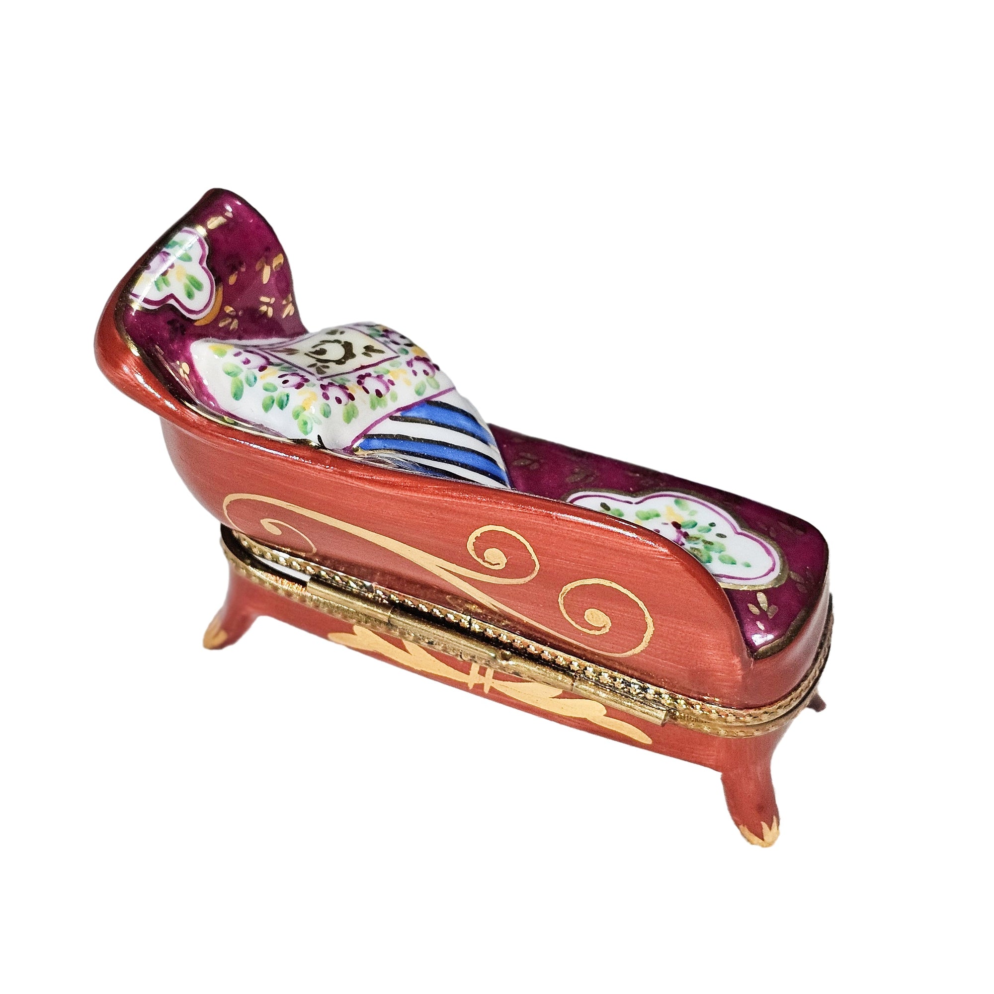 Elegant Limoges Fainting Couch Porcelain Limoges Furniture French Trinket Box