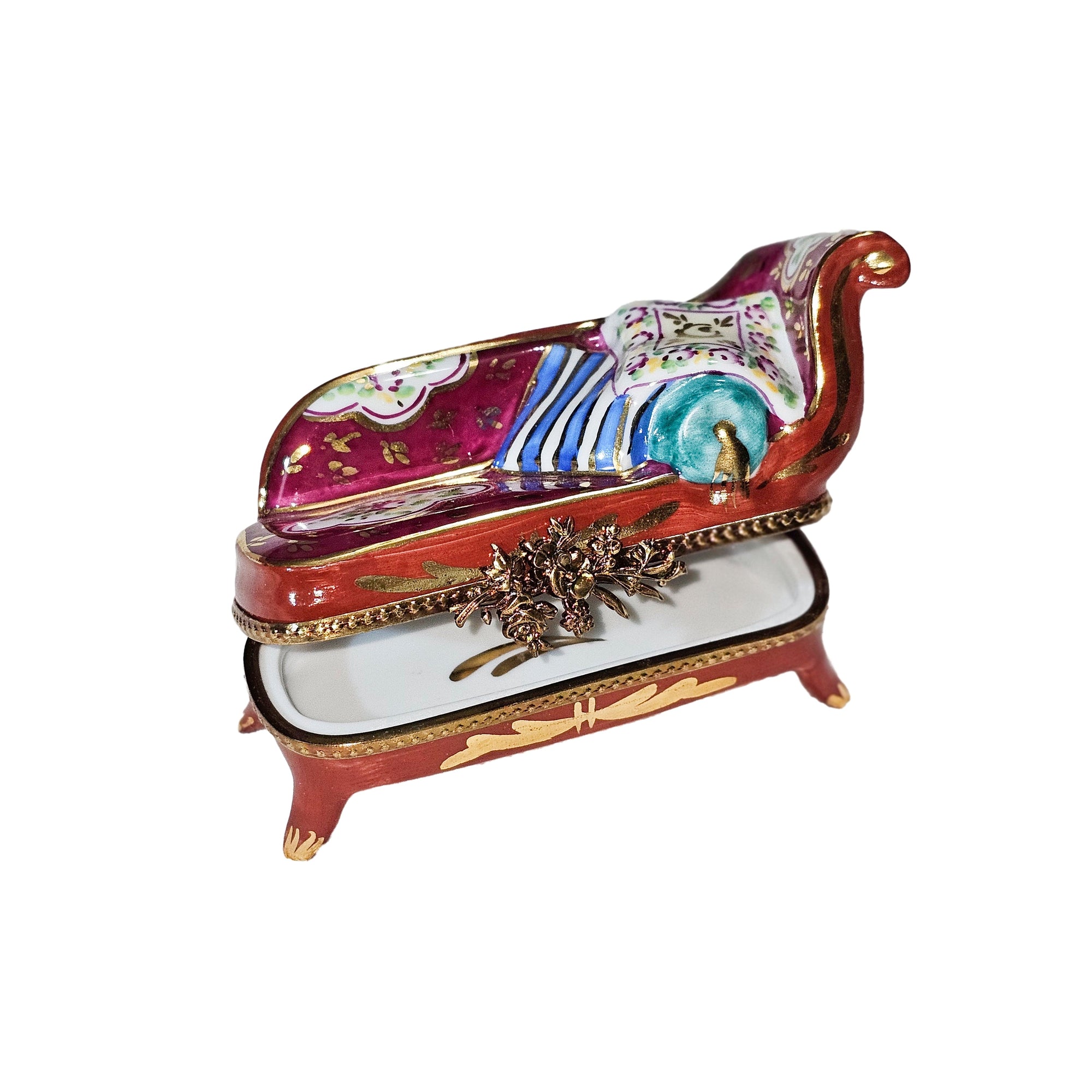 Elegant Limoges Fainting Couch Porcelain Limoges Furniture French Trinket Box