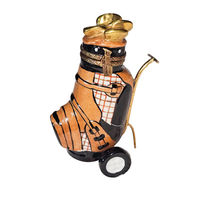 Brown Golf Bag Limoges Box Porcelain Limoges sports French Trinket Box