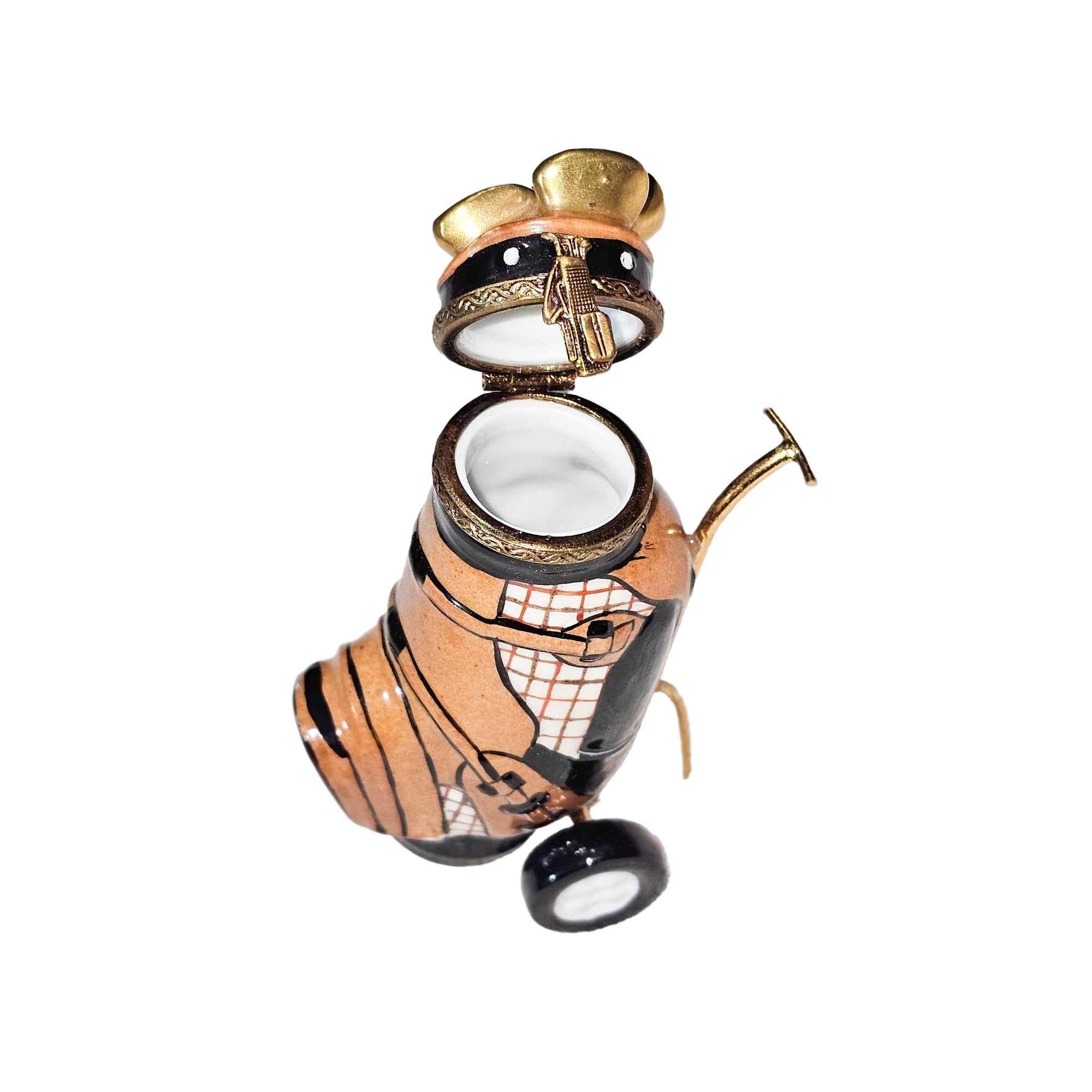 Brown Golf Bag Limoges Box Porcelain Limoges sports French Trinket Box