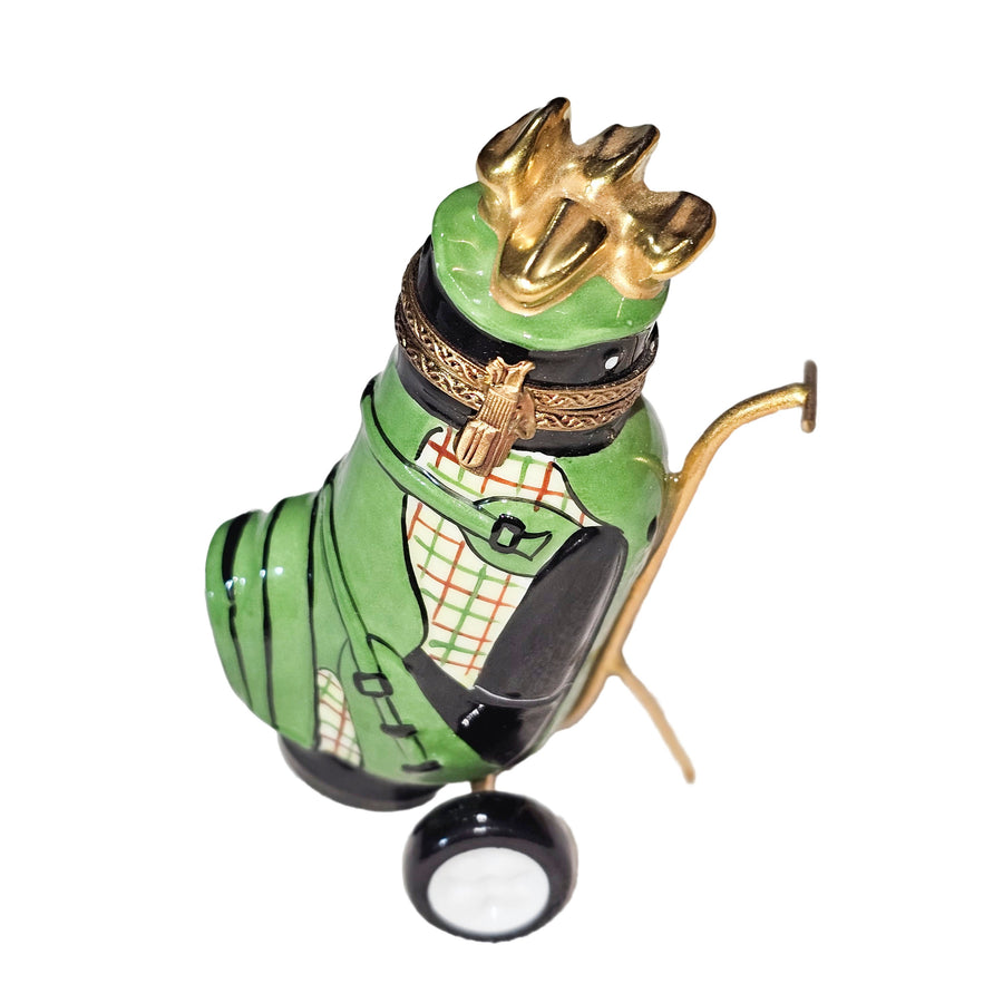 Elegant Green Golf Bag Box Porcelain Limoges sports French Trinket Box
