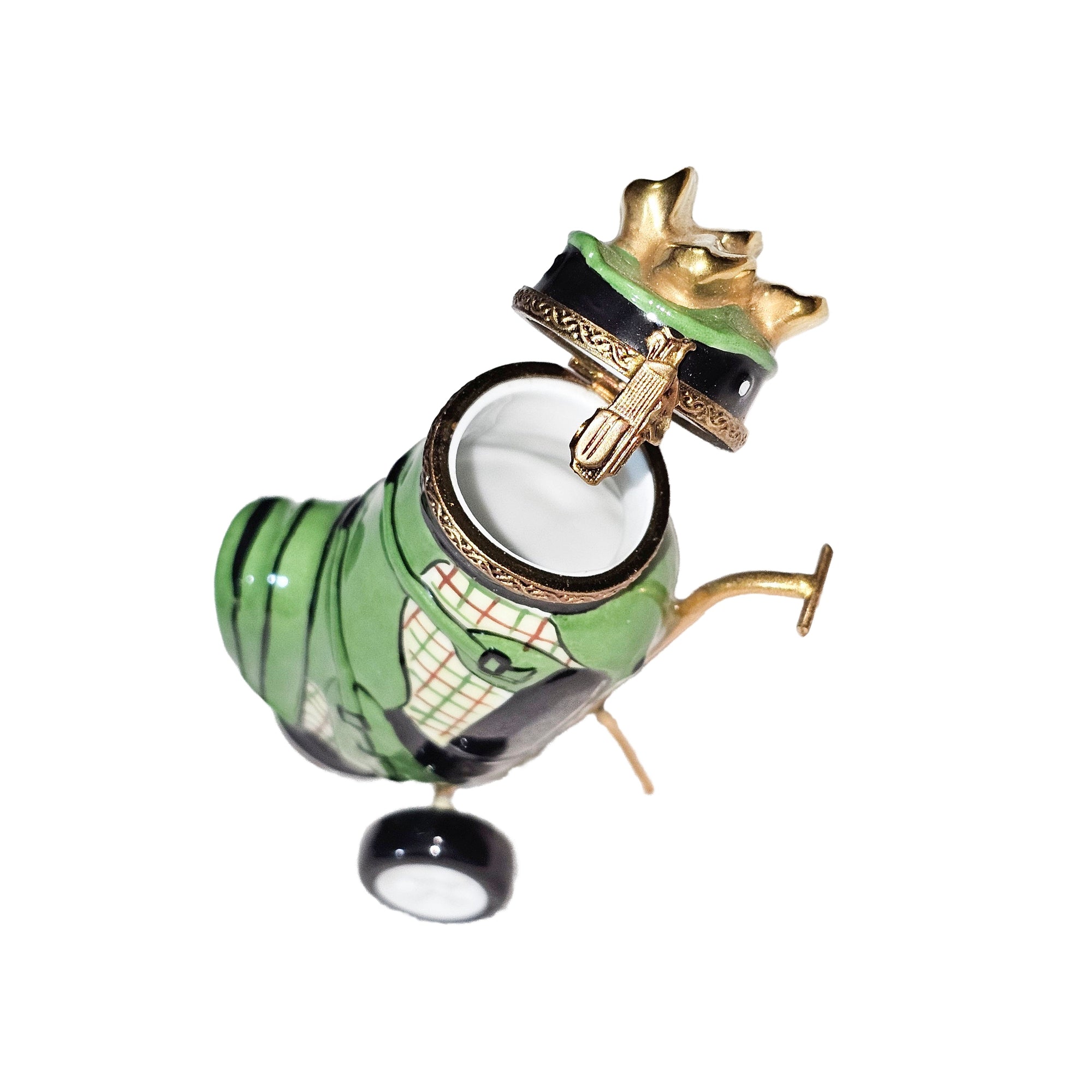 Elegant Green Golf Bag Box Porcelain Limoges sports French Trinket Box
