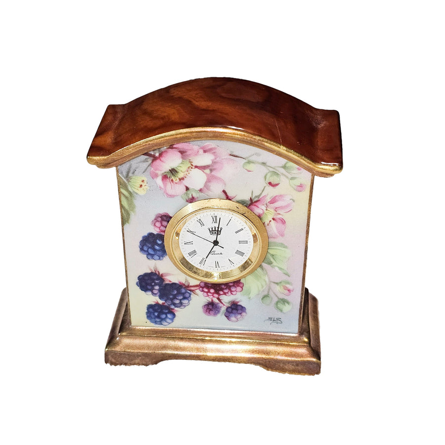 Elegant Limoges Floral Clock Porcelain Limoges Home Fashion Furniture French Trinket Box