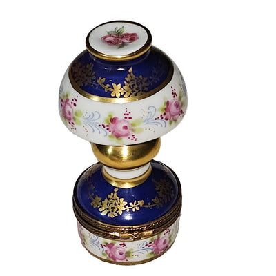 Blue Floral Limoges Lamp Box