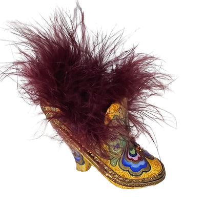 Butterfly Adorned Yellow Shoe Porcelain Limoges shoe French Trinket Box