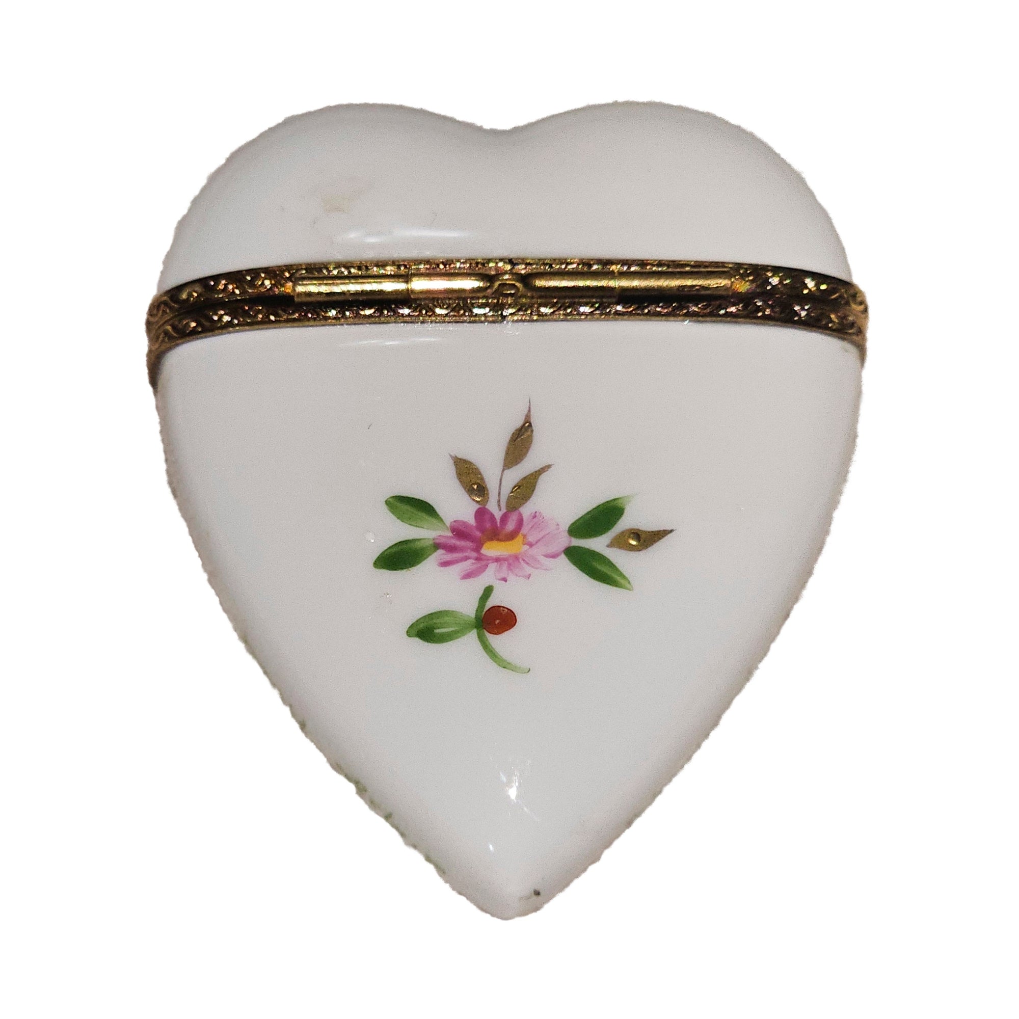 Heart Shaped Pink Floral Box Porcelain Limoges heart French Trinket Box