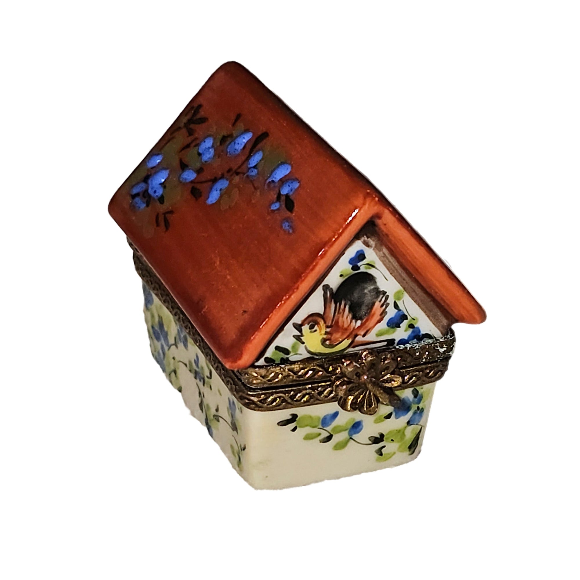 Charming Bird House Keepsake Box Porcelain Limoges wild bird garden French Trinket Box