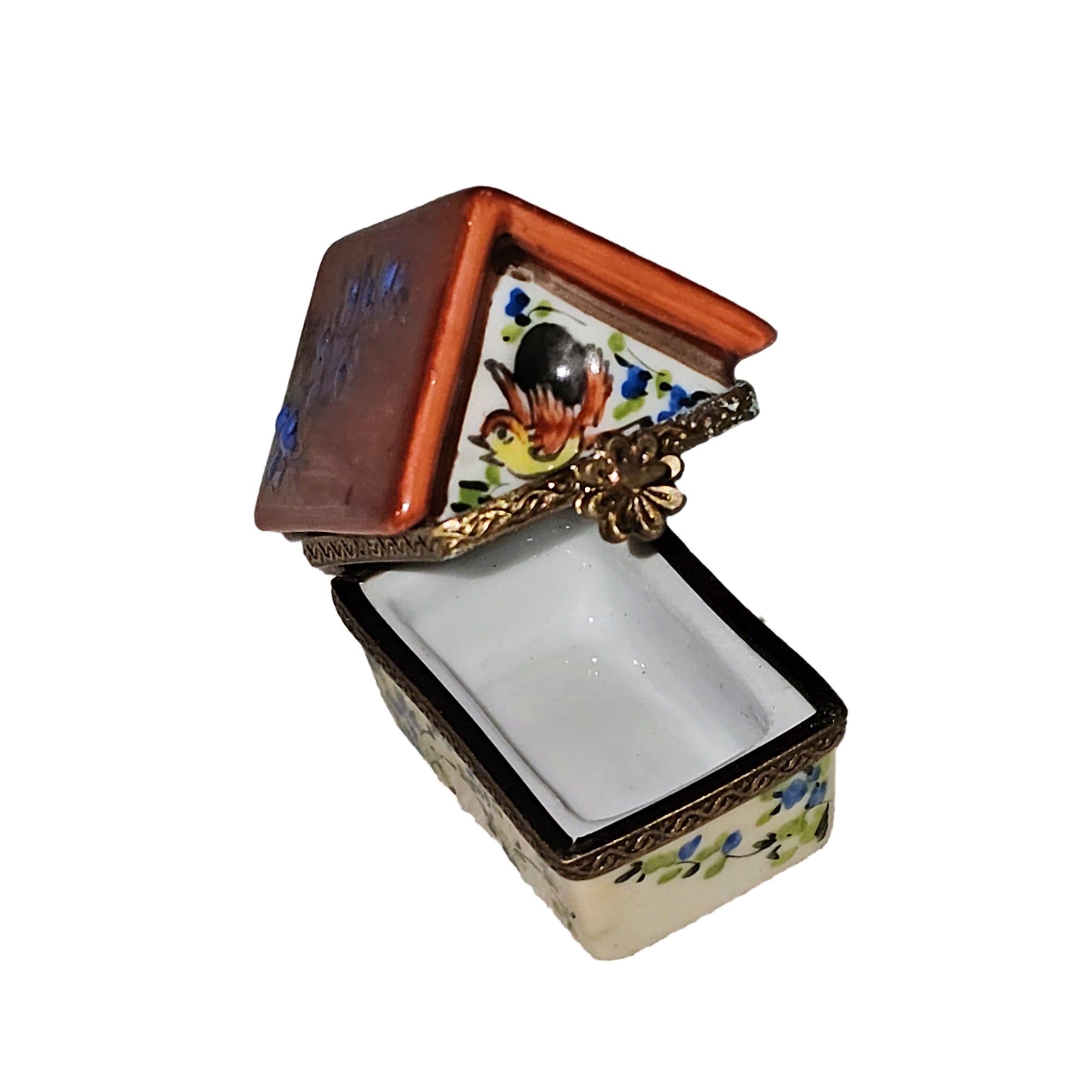 Charming Bird House Keepsake Box Porcelain Limoges wild bird garden French Trinket Box