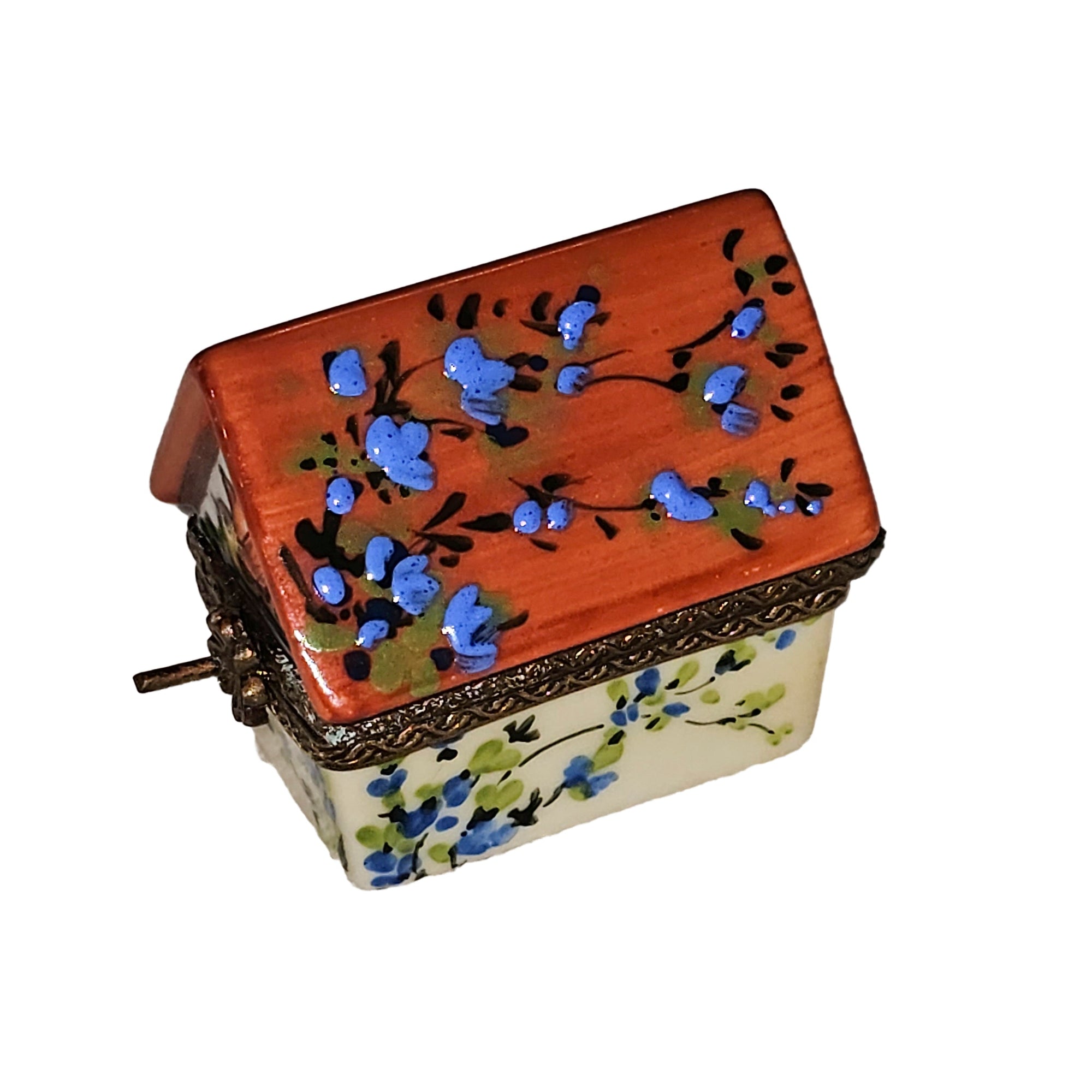 Charming Bird House Keepsake Box Porcelain Limoges wild bird garden French Trinket Box