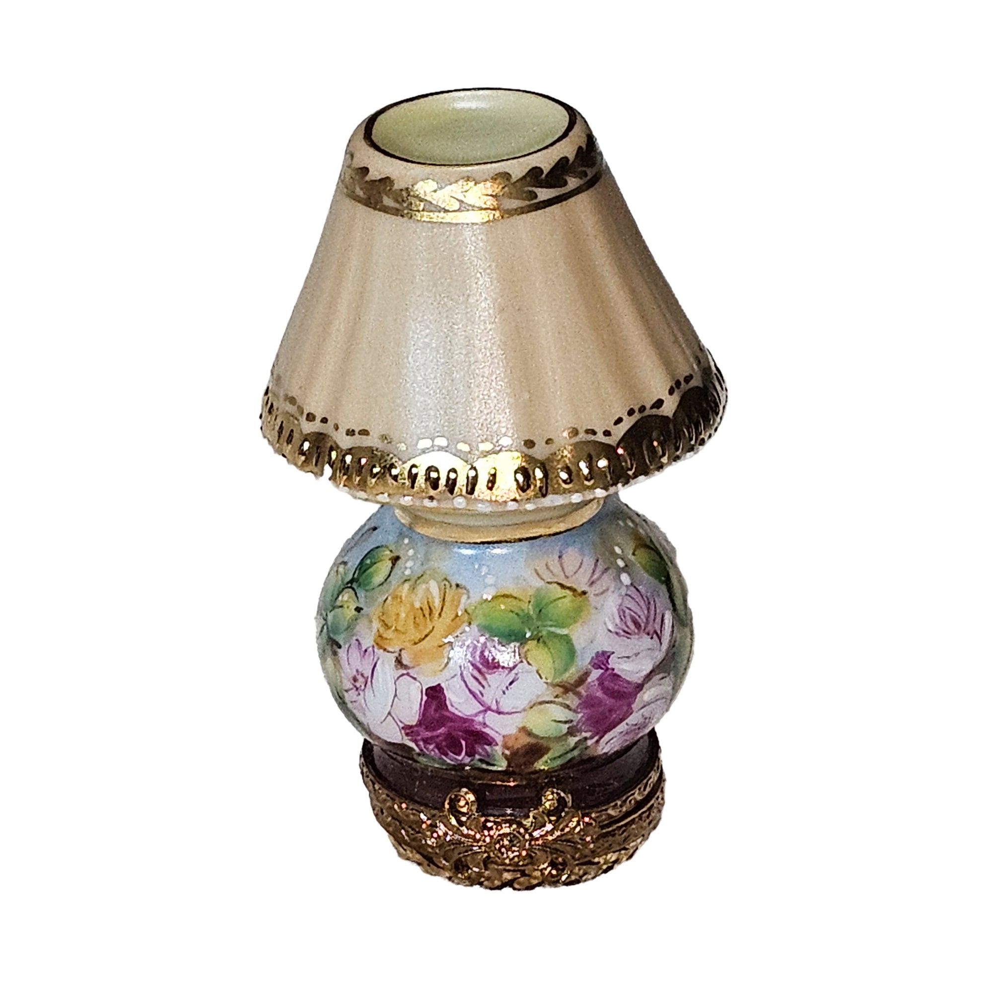 Beige Floral Limoges Lamp Porcelain Limoges furniture home French Trinket Box