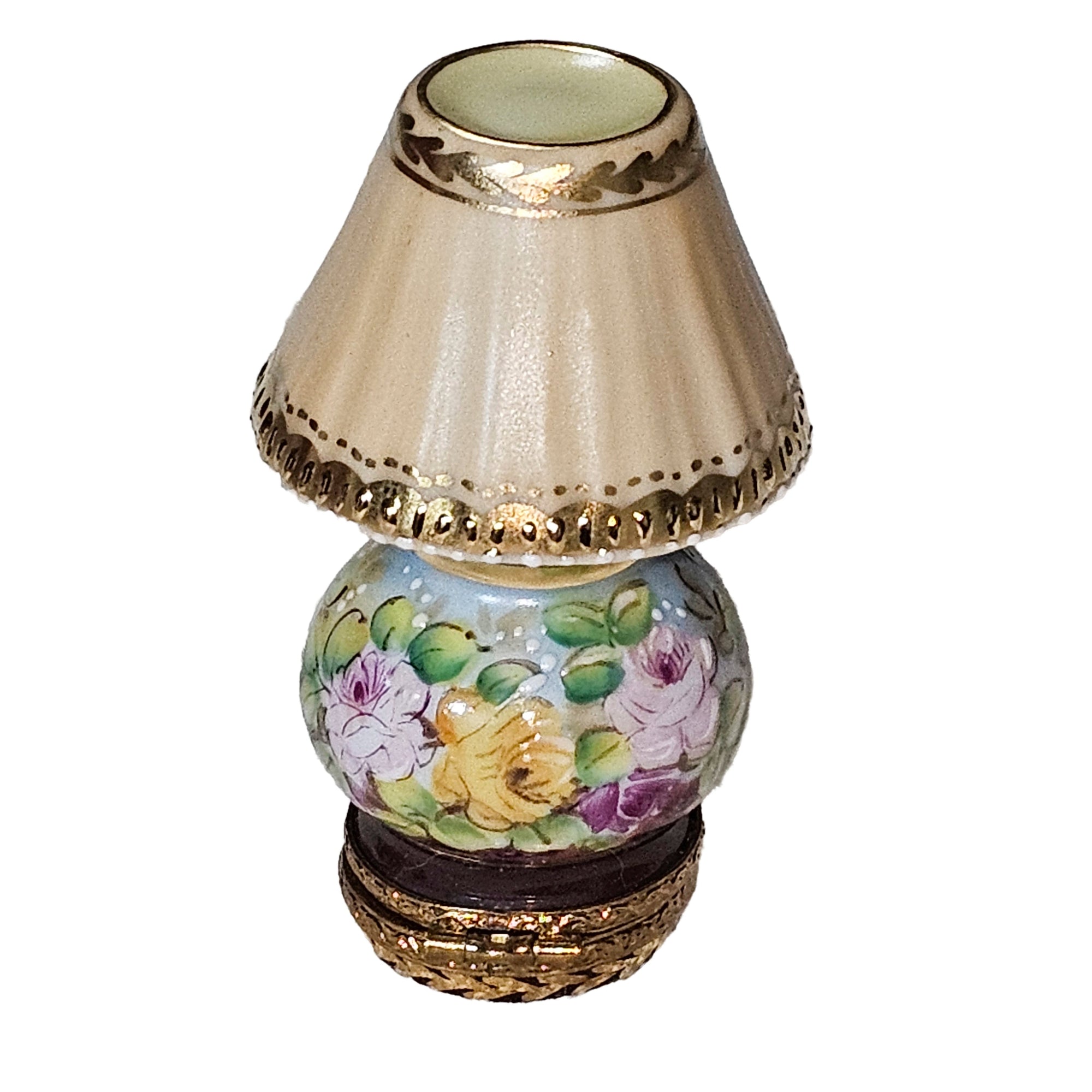 Beige Floral Limoges Lamp Porcelain Limoges furniture home French Trinket Box