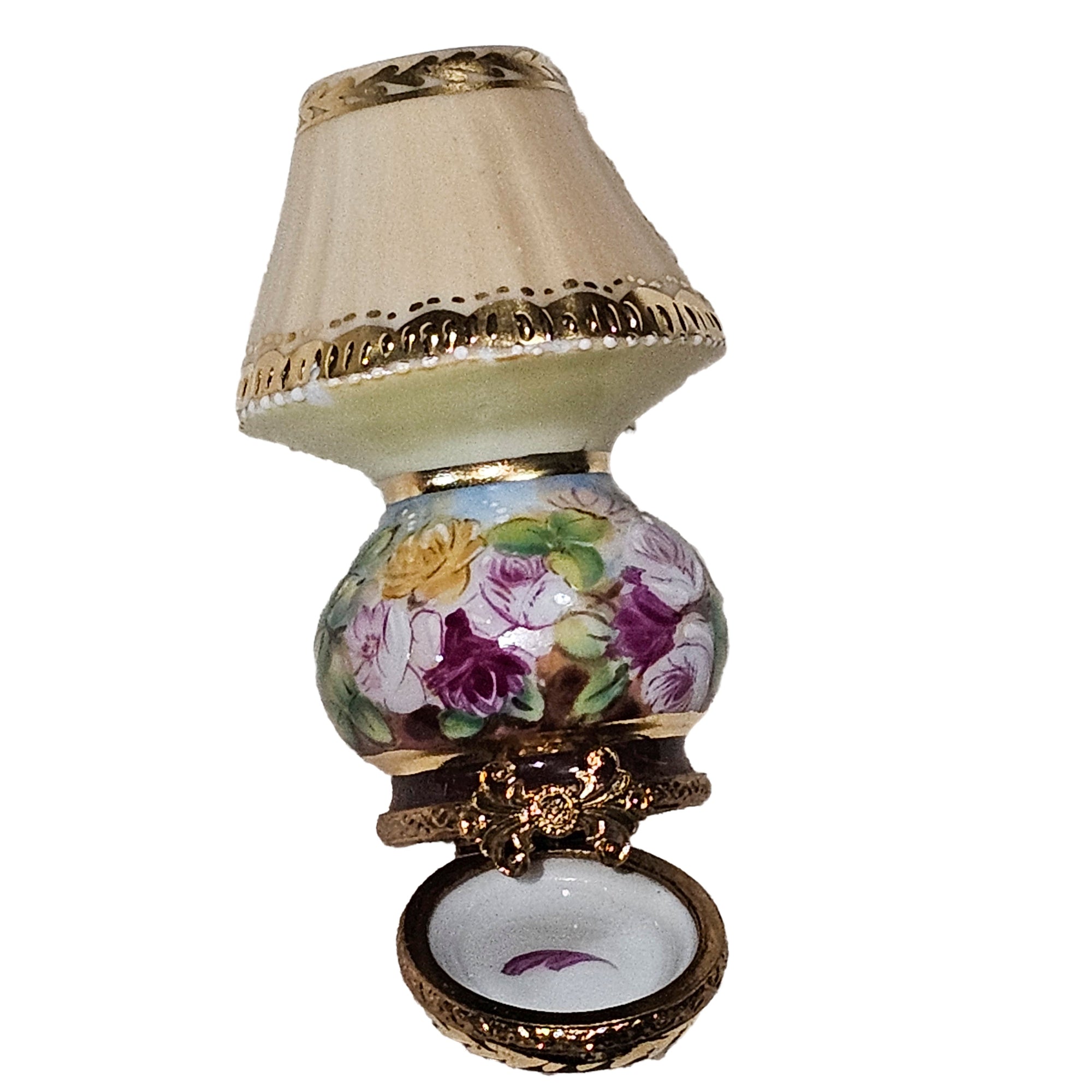 Beige Floral Limoges Lamp Porcelain Limoges furniture home French Trinket Box