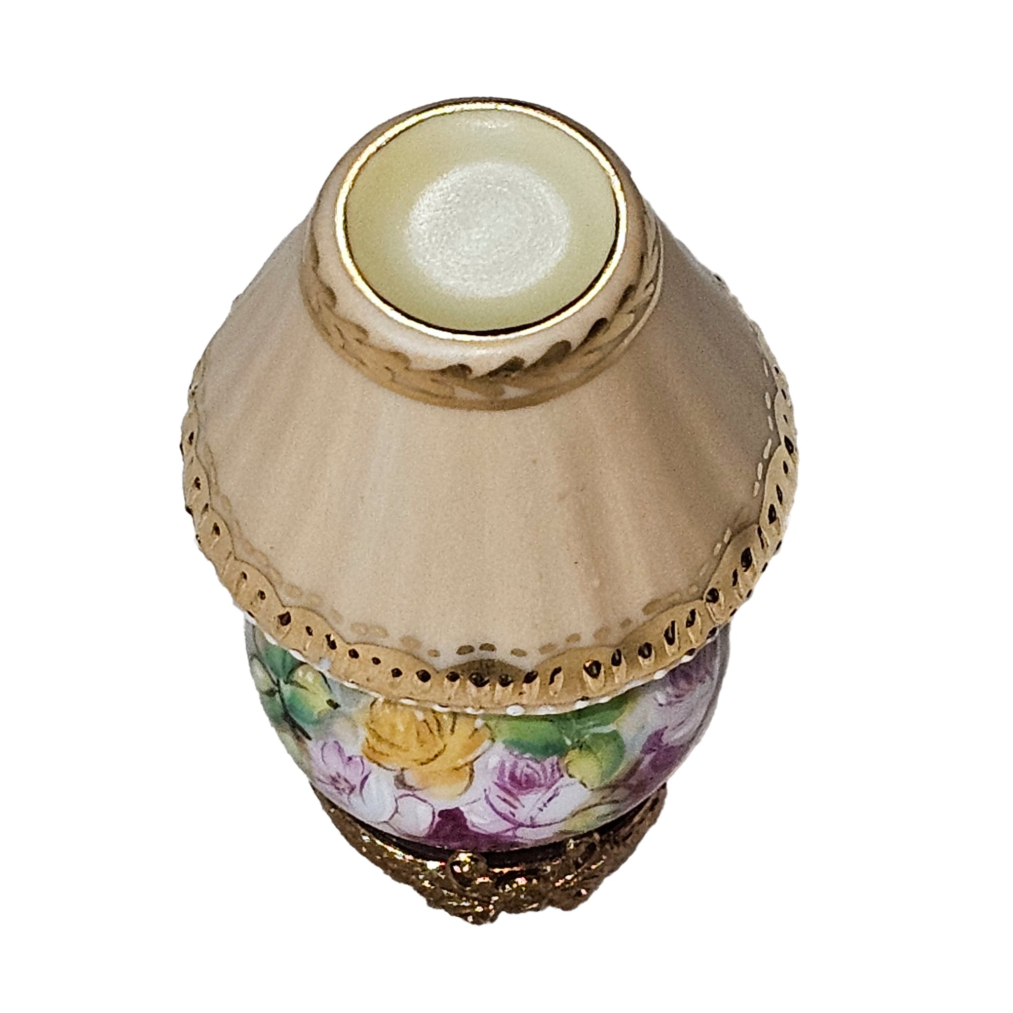 Beige Floral Limoges Lamp Porcelain Limoges furniture home French Trinket Box