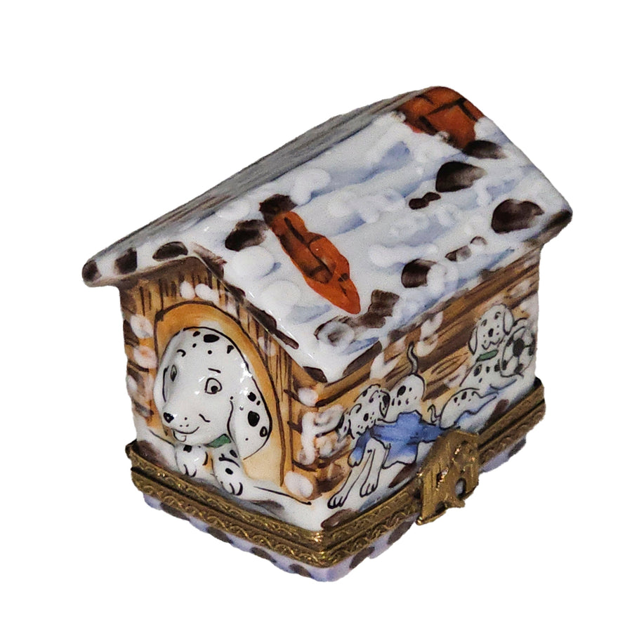 Dalmation Dog House Delight Porcelain Limoges dog French Trinket Box