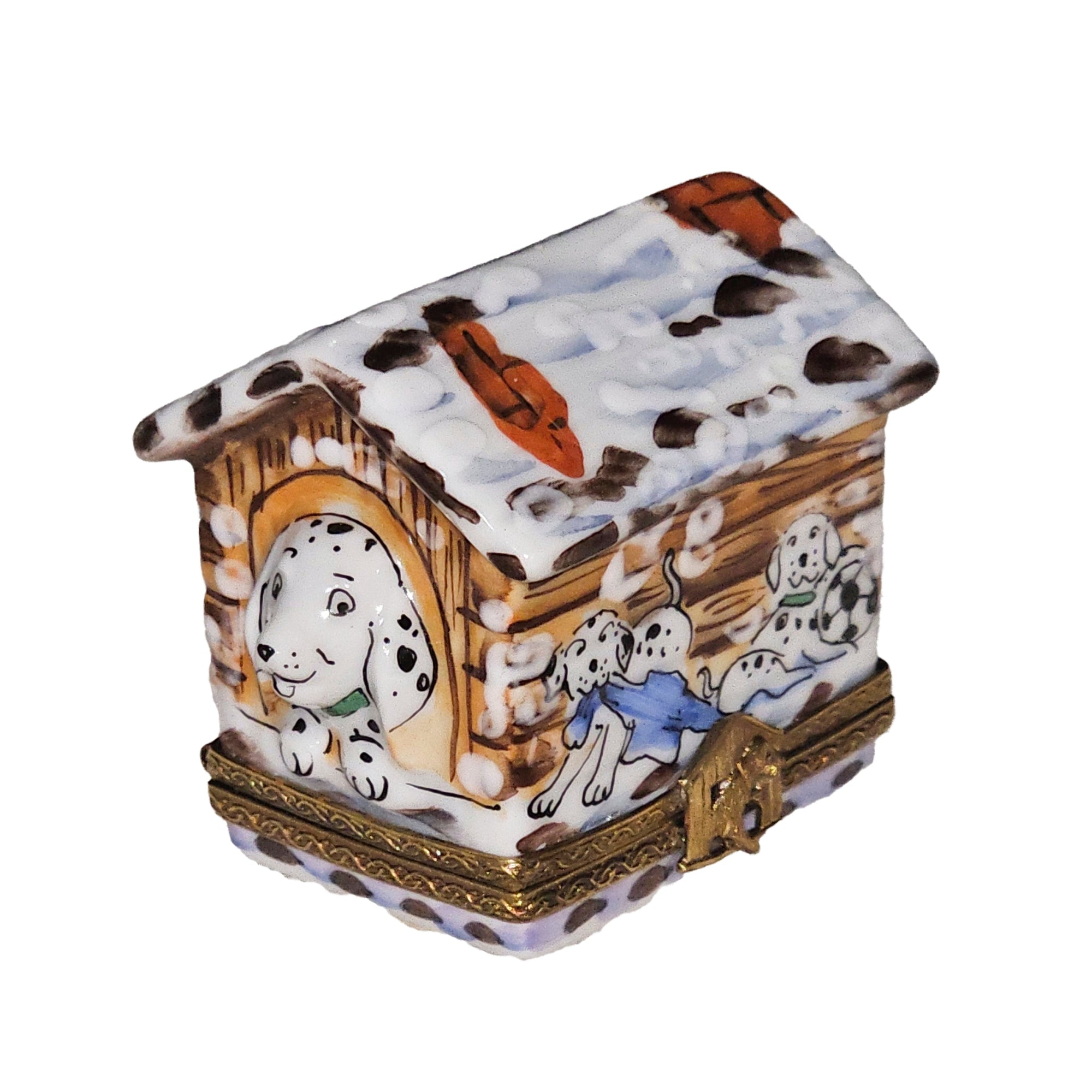 Dalmation Dog House Delight Porcelain Limoges dog French Trinket Box