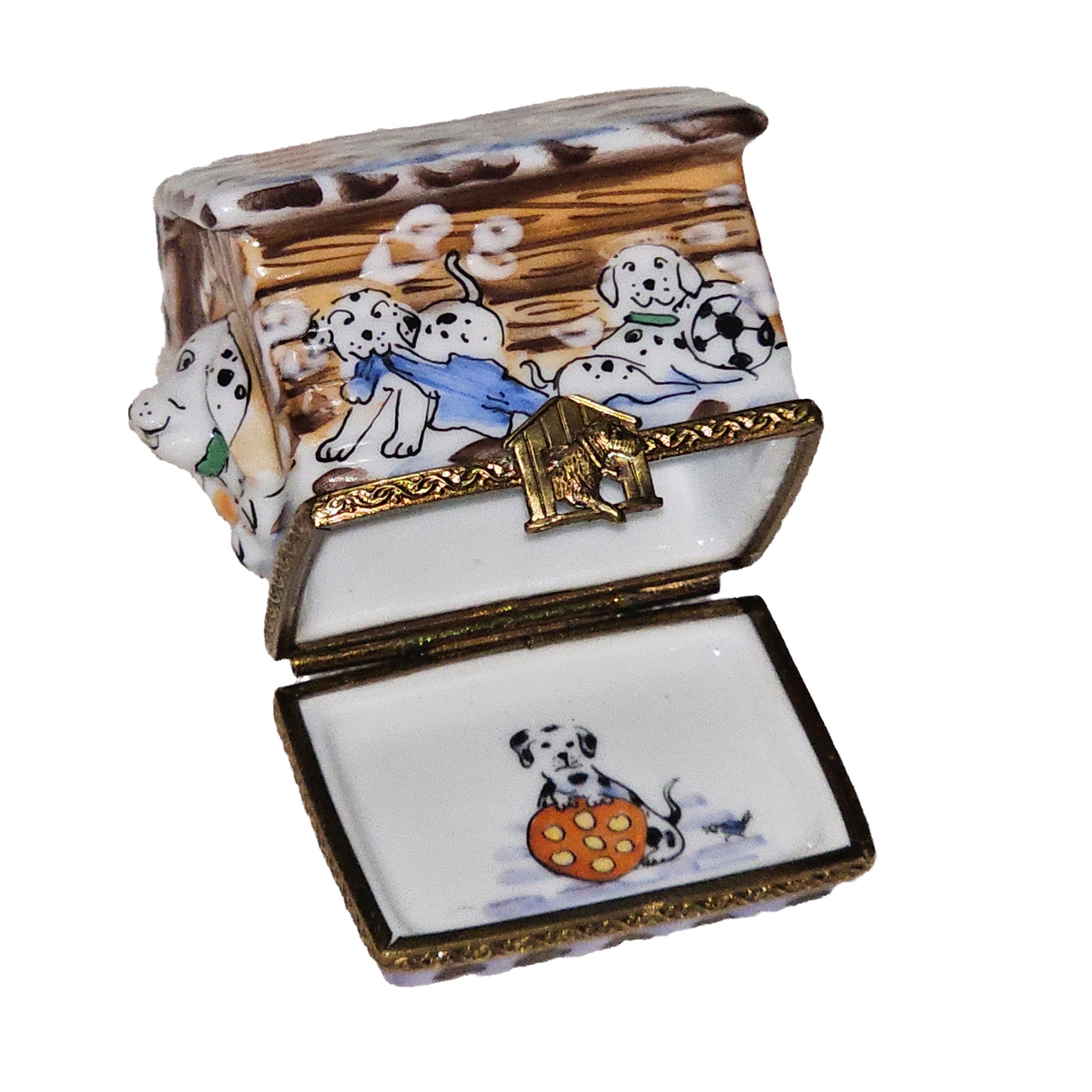 Dalmation Dog House Delight Porcelain Limoges dog French Trinket Box