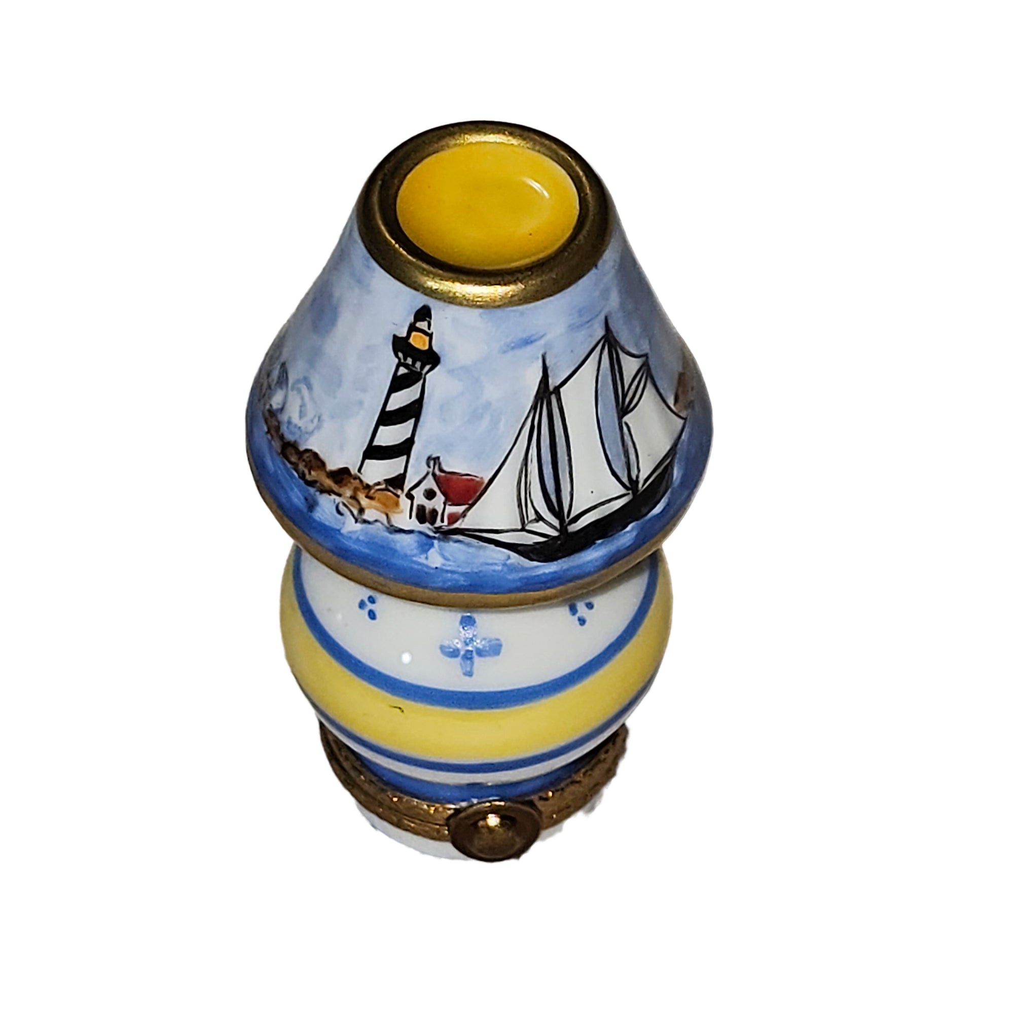 Light Blue Sailboat Lighthouse Lamp Porcelain Limoges home furniture French Trinket Box