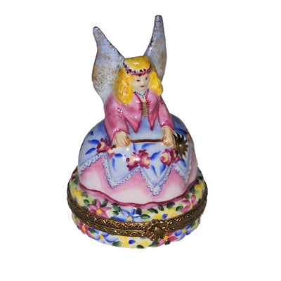 Genuine Pink Blue Angel Limoges box painted by hand in France, from Limoges Boutique