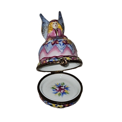 Pink Blue Angel Limoges box painted by hand in Limoges, France, a gift to treasure