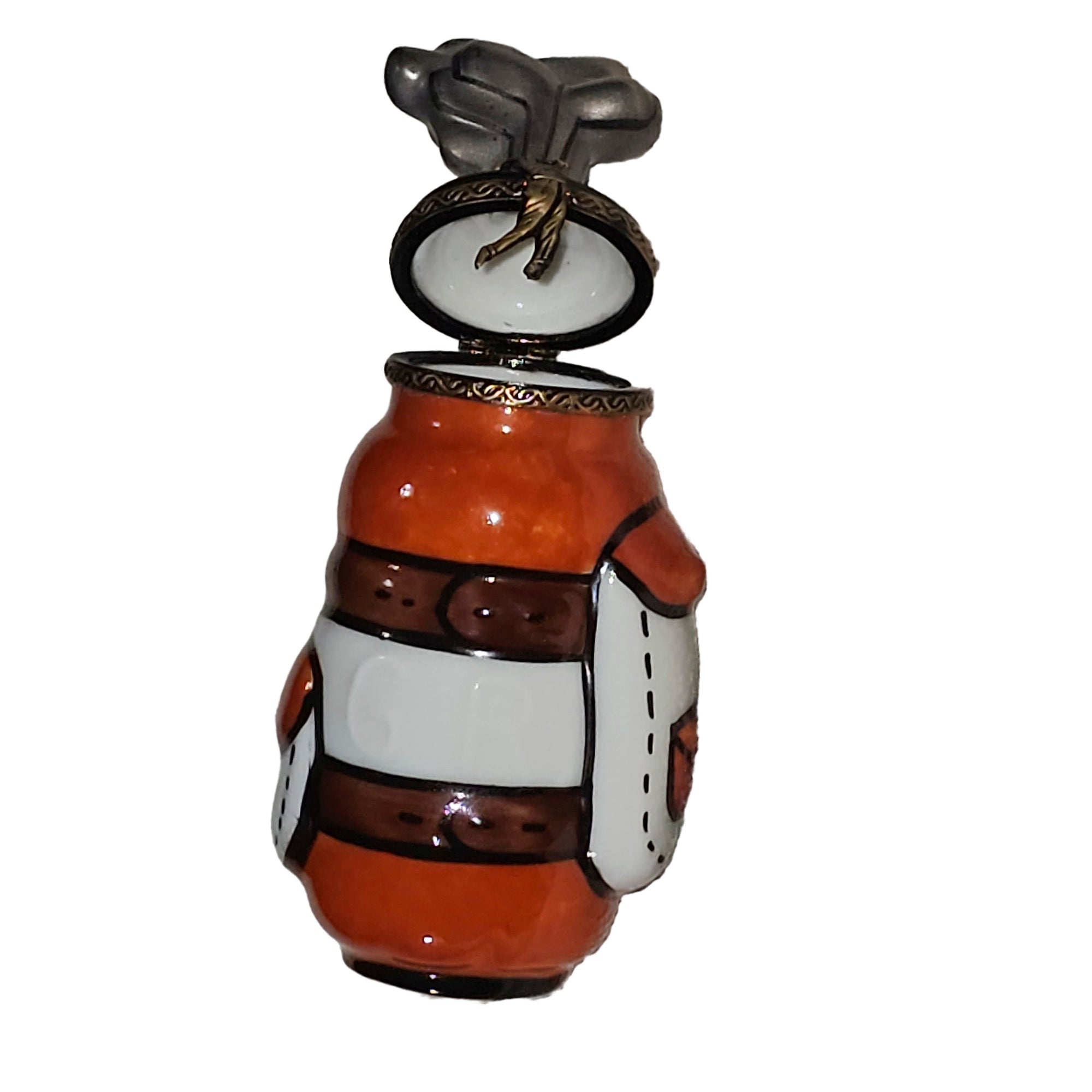Orange Golf Bag Limoges Box Porcelain Limoges sport sports French Trinket Box