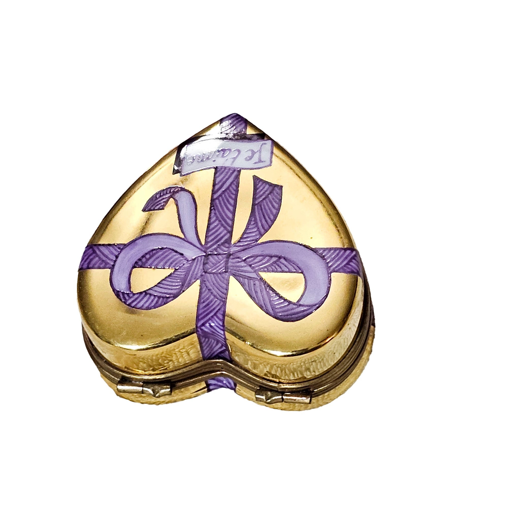 Gold Heart Chocolate Box Porcelain Limoges valentine heart love special French Trinket Box