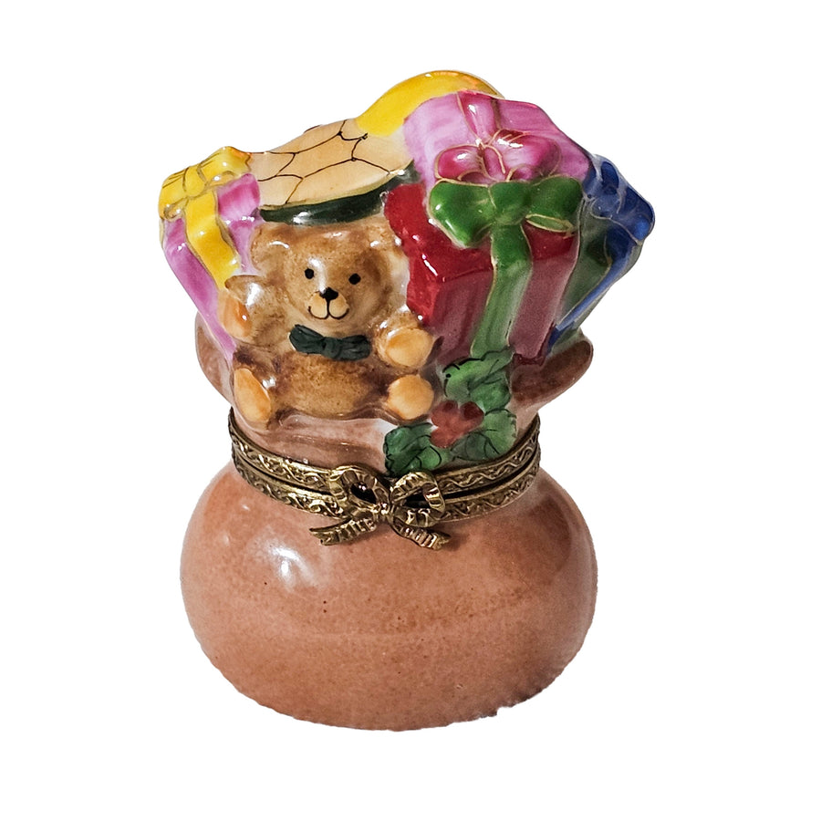 Santa's Gift Bag Treasure Porcelain Limoges xmas theme Santa French Trinket Box