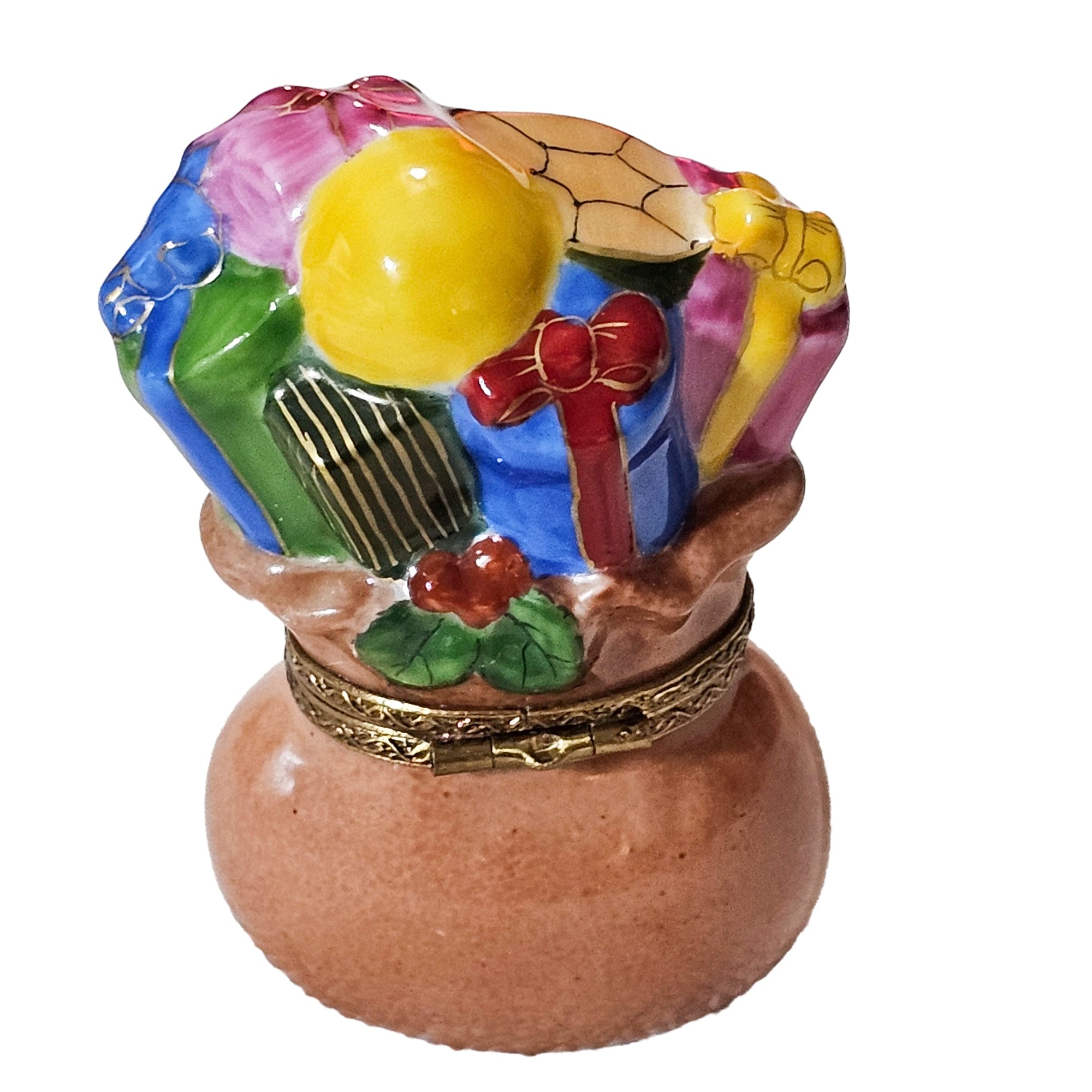 Santa's Gift Bag Treasure Porcelain Limoges xmas theme Santa French Trinket Box