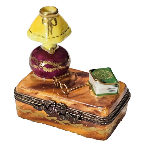 Charming Yellow Lamp Treasure Porcelain Limoges furniture French Trinket Box
