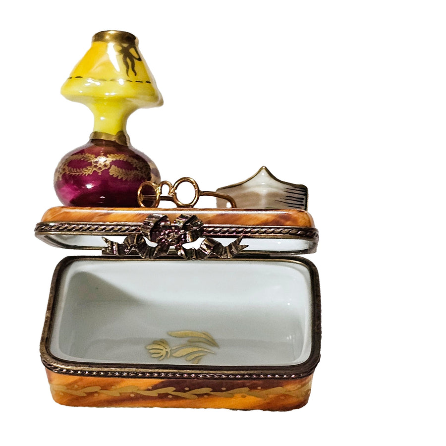 Charming Yellow Lamp Treasure Porcelain Limoges furniture French Trinket Box