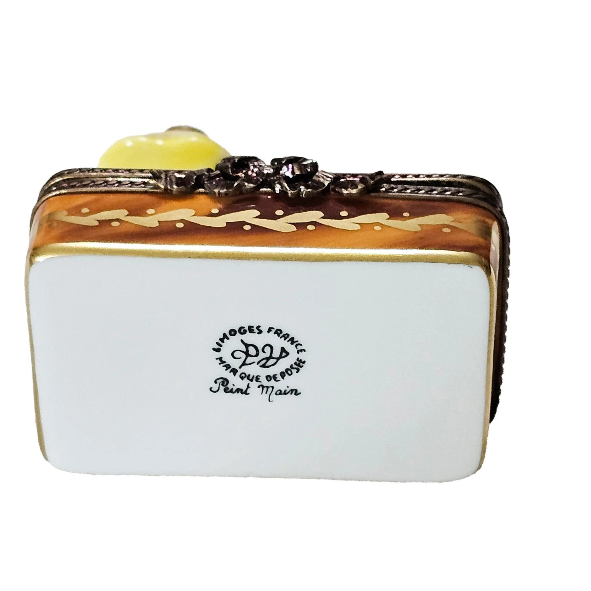 Charming Yellow Lamp Treasure Porcelain Limoges furniture French Trinket Box