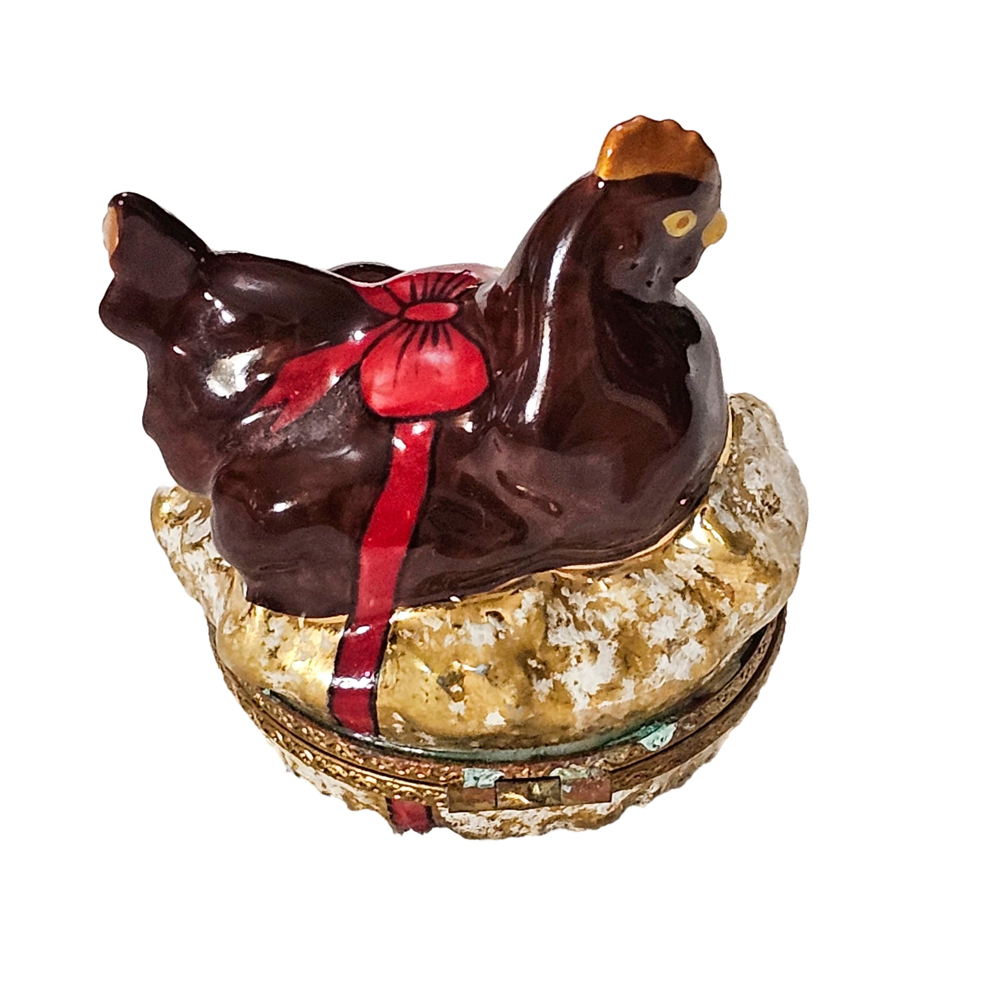 Charming Chicken with Chicks Box Porcelain Limoges farm bird French Trinket Box