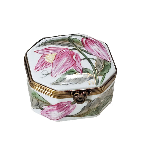Pink Floral Limoges Box Porcelain Limoges traditional French Trinket Box