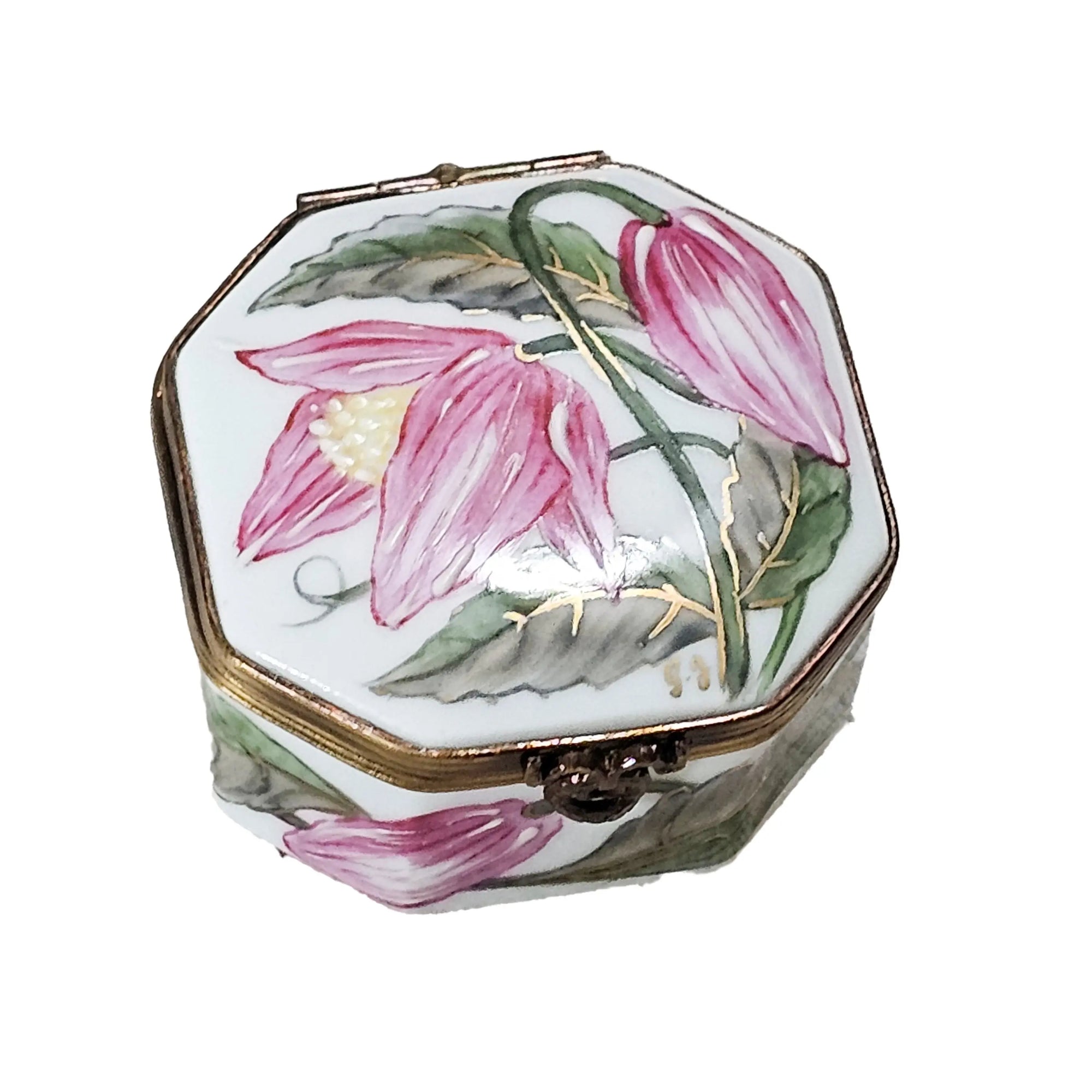 Pink Floral Limoges Box Porcelain Limoges traditional French Trinket Box